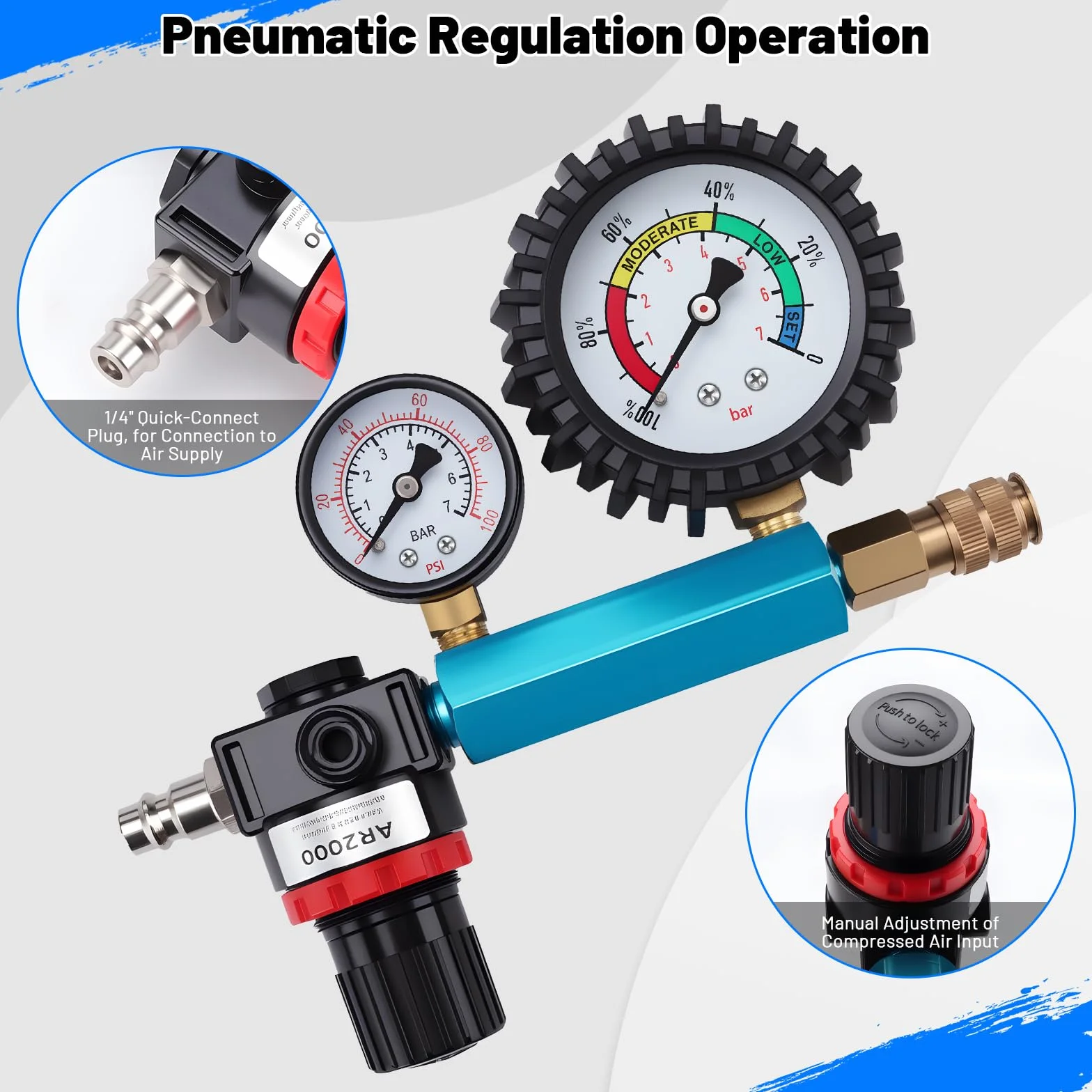KAOLALI 46 Pezzi Tester di Compressione per Motori a Benzina e Diesel, Tester di Perdita di Pressione 0-725 psi, Testers Motore per Motori Diesel e Benzina HDi, TDCi, M24, M22, M20, M14, M12, M10, M8