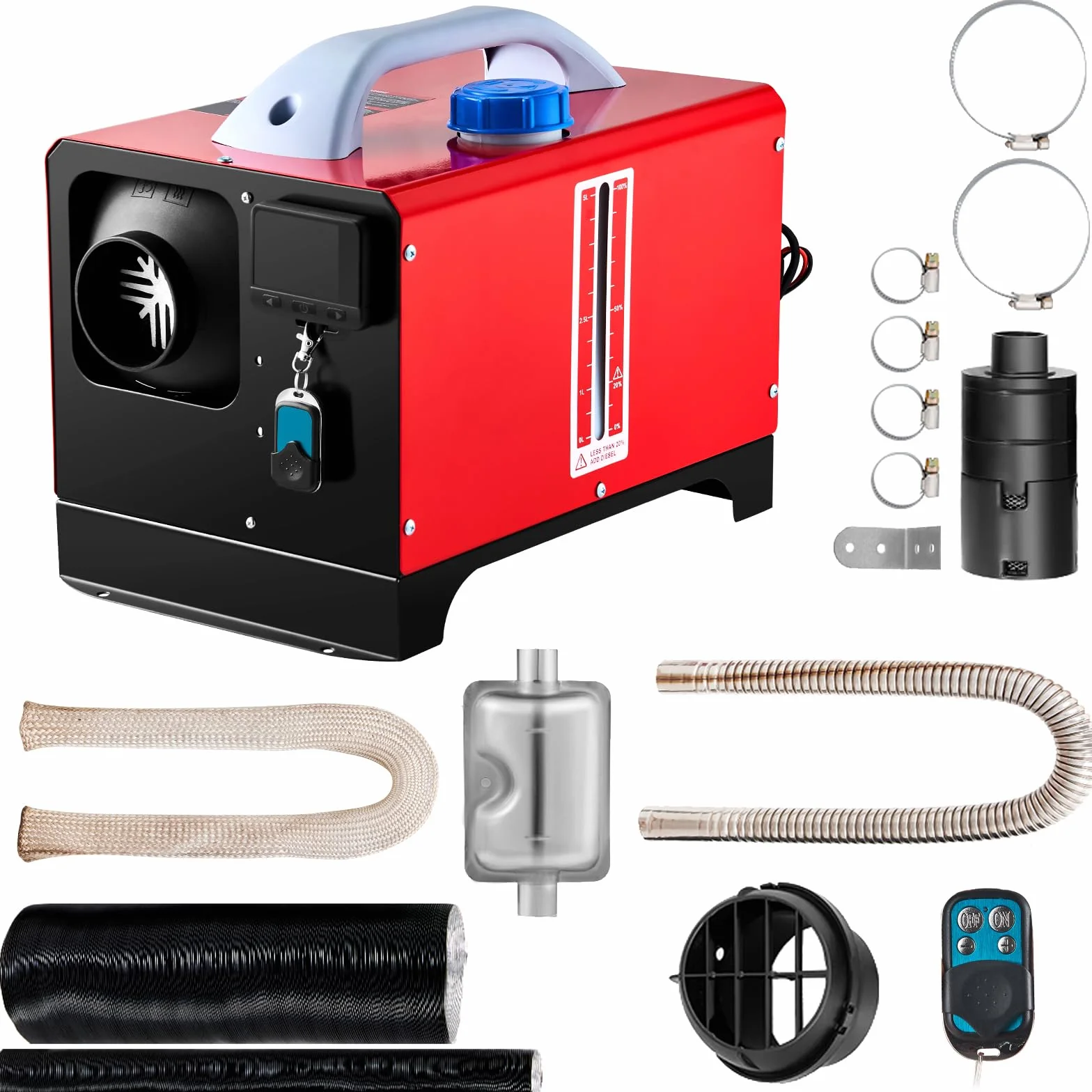 VEVOR 12V 8KW Riscaldatore ad Aria Diesel con LCD All in One Rosso
