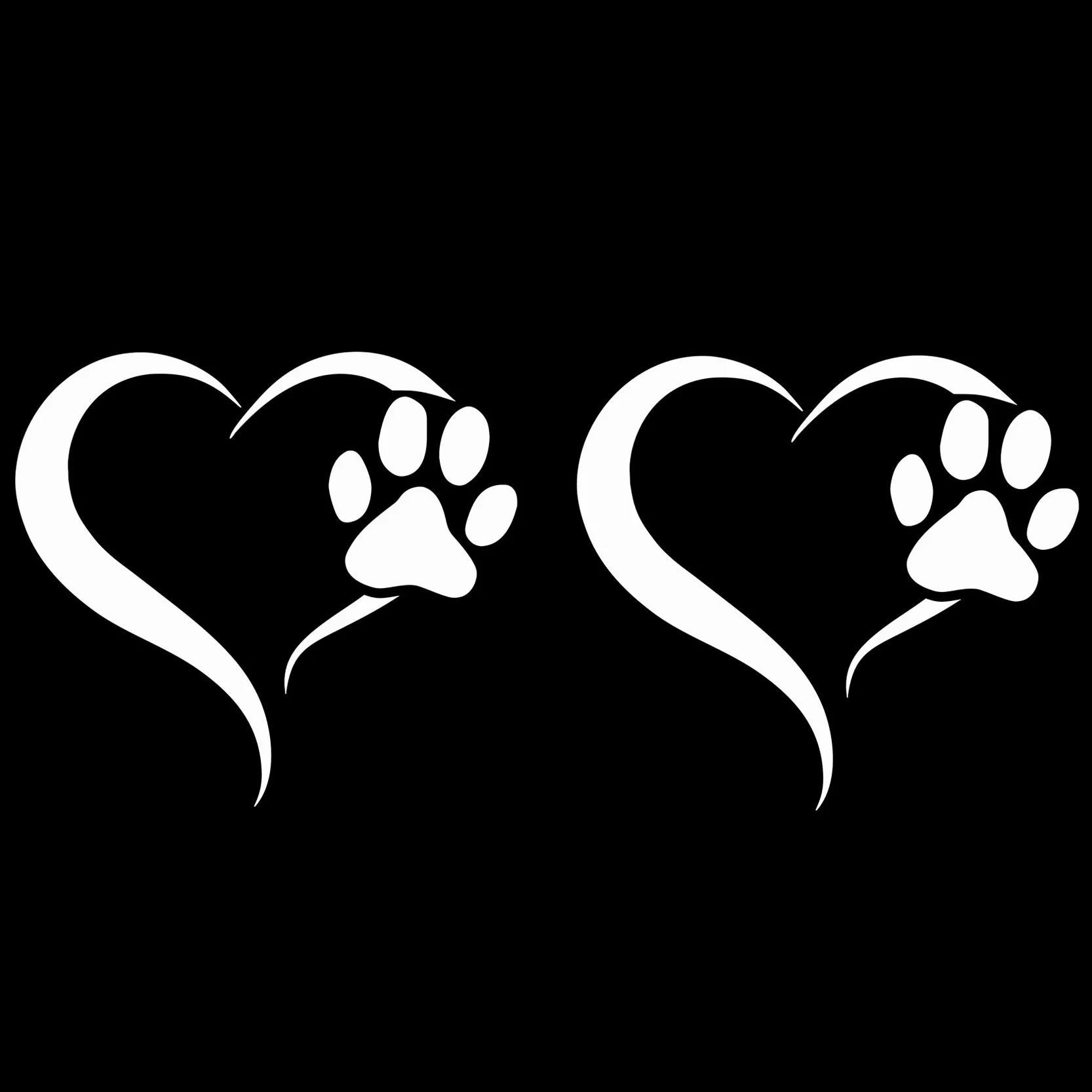 Finest Folia - Set di 2 adesivi a forma di zampa di cane e cuore, 10 x 11 cm, per auto, moto, computer portatile, mobili (K017 Bianco)