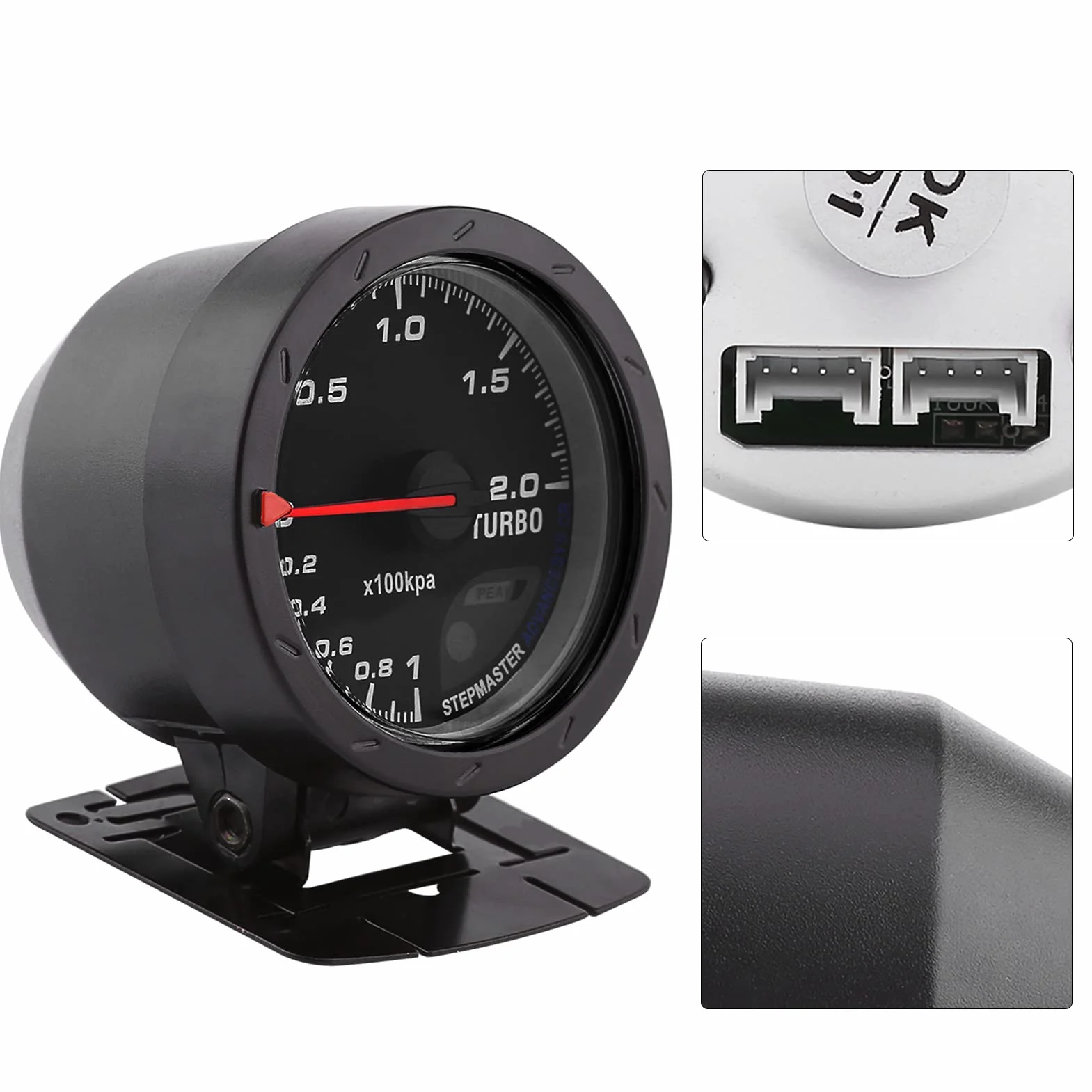 DC 12V 60mm LED Turbo Boost Vacuum Press Gauge Meter Calotta in acciaio inossidabile e piano in vetro