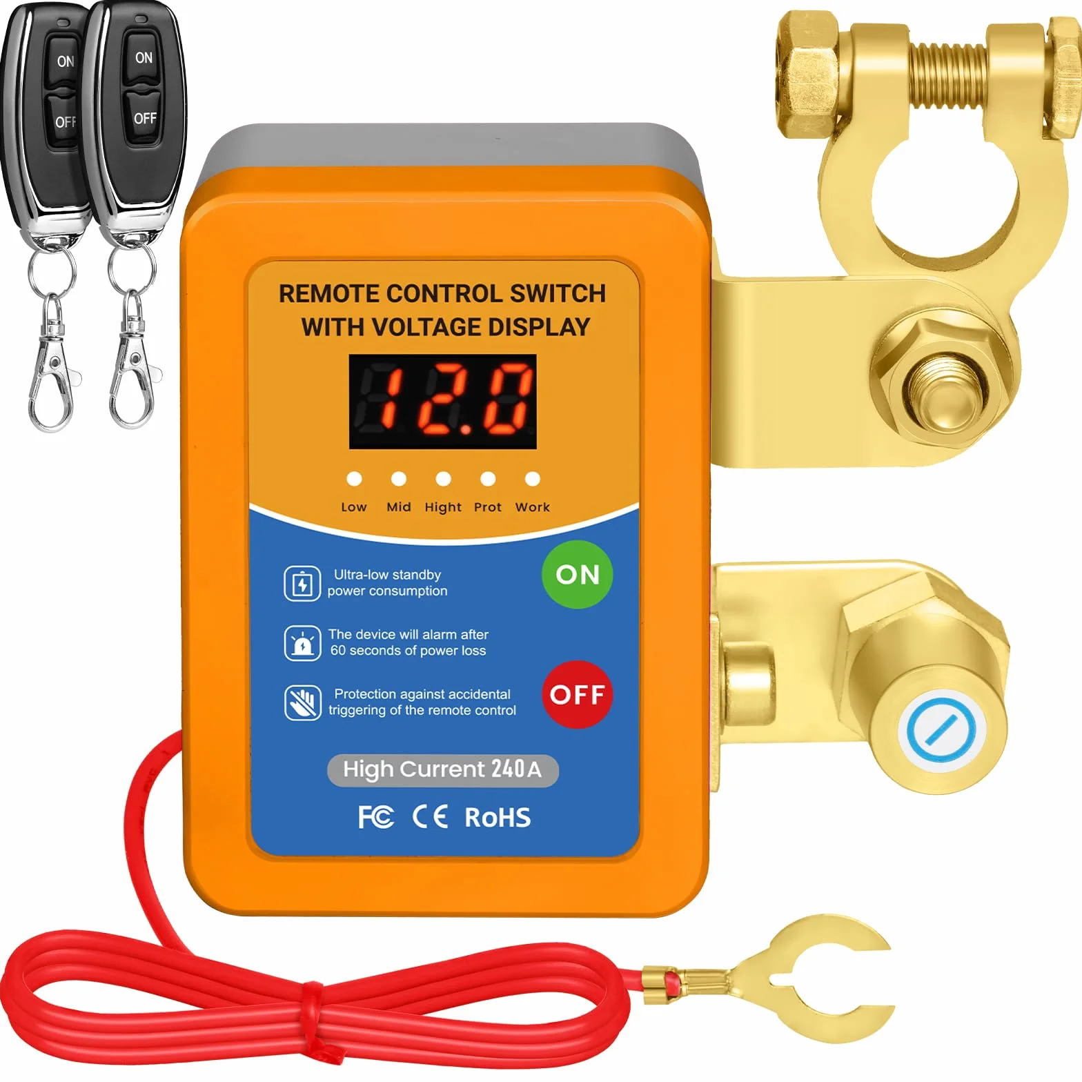 Stacca Batteria per Auto 12V 240A, Interruttore di Isolamento della Batteria Staccabatteria Automatico Antifurto Auto Senza Fili con Telecomando per Auto RV ATV Camion Barca Trattore