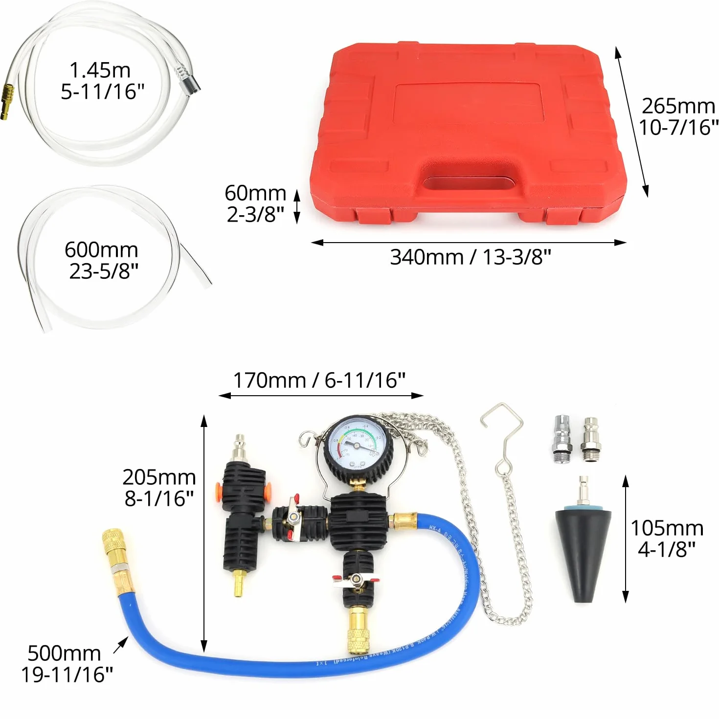 QWORK® Tester di Spurgo del Sistema di Raffreddamento, Ricarica del Liquido di Raffreddamento Attrezzo