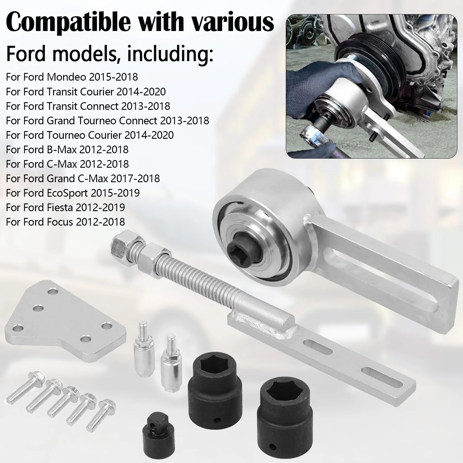 Set Moltiplicatore Coppia, Attrezzo Amplificatore Per Rimozione Puleggia Albero Motore Ford 1.0 2.0 Ecoboost Duratec OEM 303-1611 303-1611-01 303-1611-02 Moltiplicatore 1:5