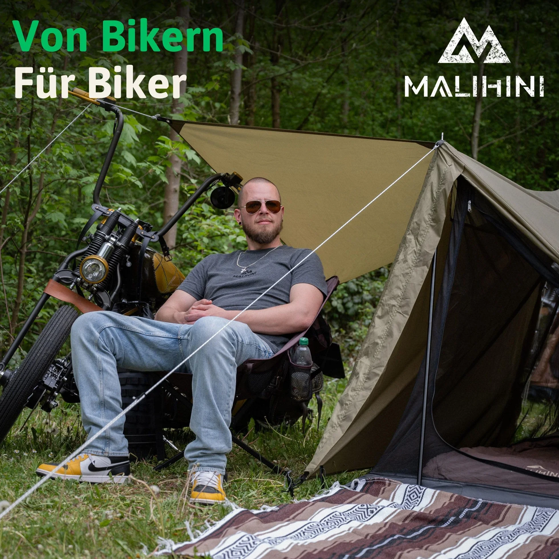 MALIHINI Borsa da moto per sissybar e portapacchi [schienale + MOLLE] 50 l, Dry Bag impermeabile per motociclisti | Sacca e come zaino | Campeggio e borsa da viaggio Bikepacking