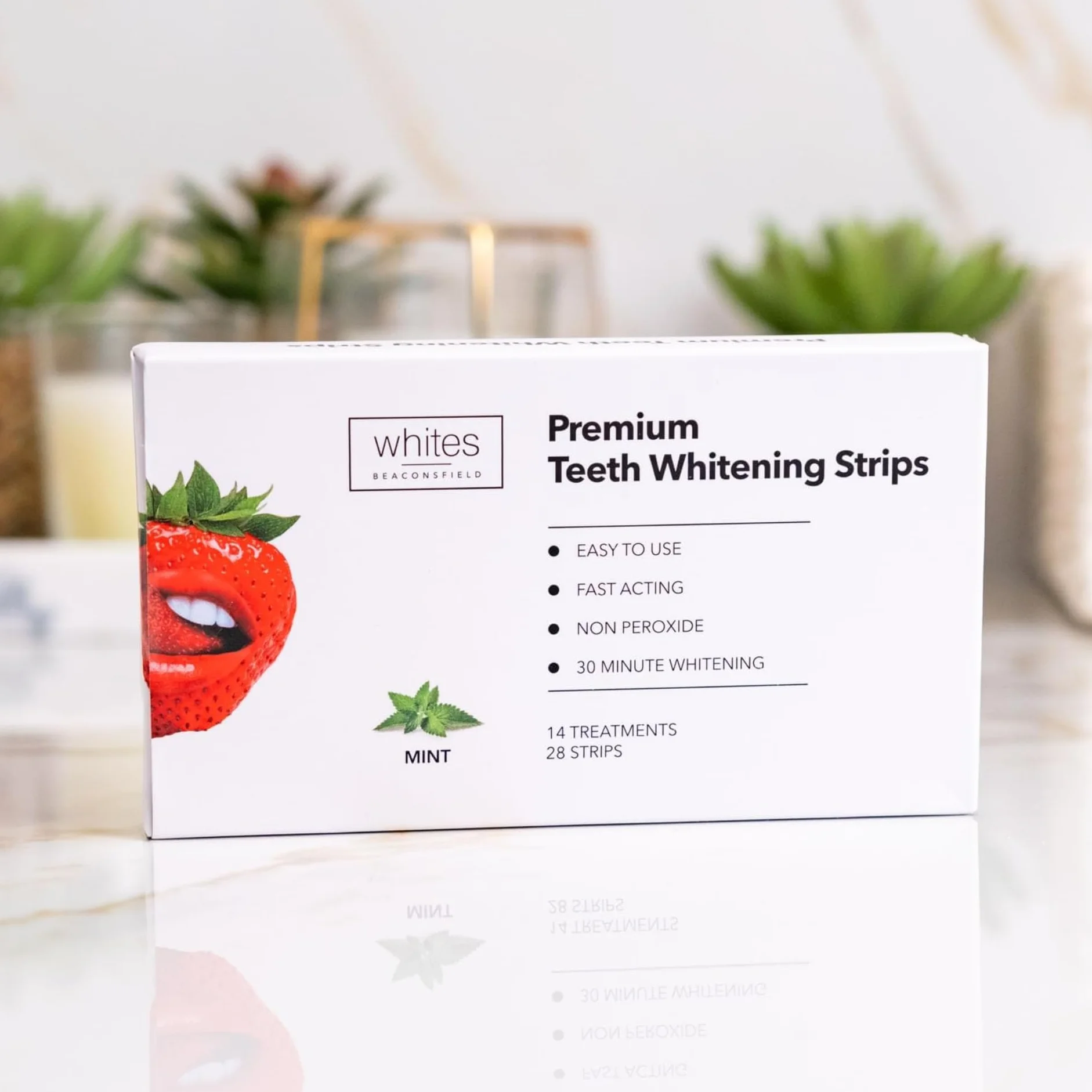 Whites Beaconsfield Strisce Sbiancanti per Denti, 28 Strisce (14 Giorni) – Senza Perossido, Sicura per Smalto, Sbiancamento Rapido