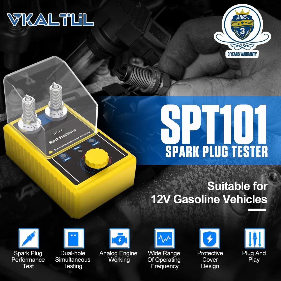 Tester Candele Auto 220V Regolabile, Strumento Diagnostico Accensione 12V a Doppio Foro