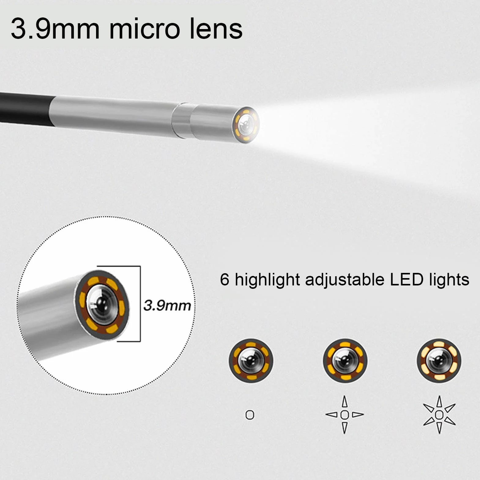 Endoscopio di ispezione WiFi 1080P 3.9mm F240 wireless industriale 2m