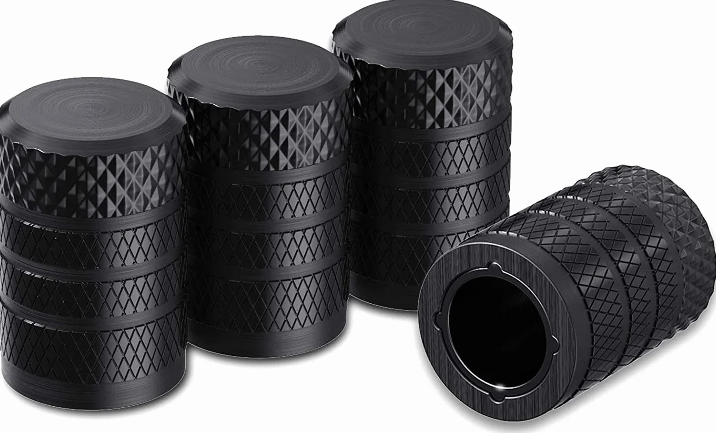 CKAuto Tappi per Valvole Pneumatici in Alluminio Anodizzato, 4 pz, Set Copri Valvole Ruote per Auto Camion Moto SUV