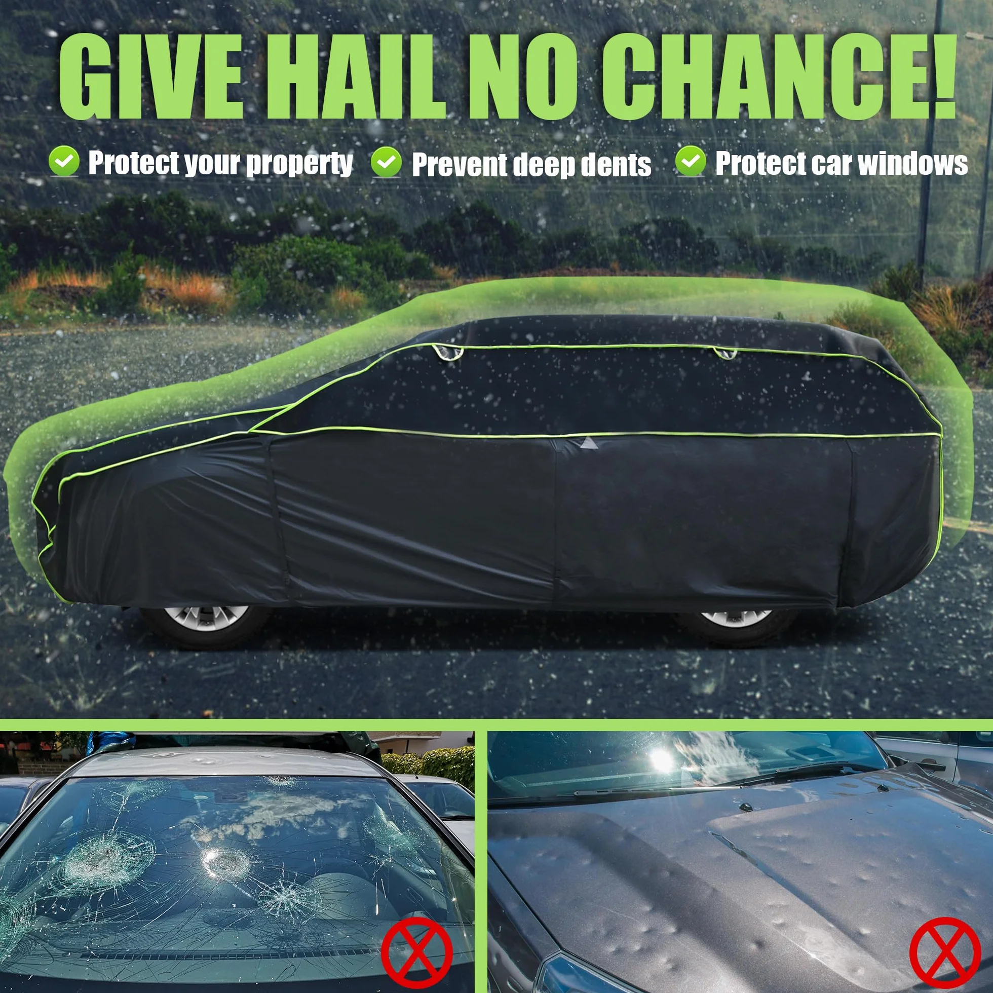 Copertura Antigrandine per SUV Cowtcver, Garage Anti-grandine per Auto da Esterno con Parasole Separato, Telo Copriauto per Protezione da Grandine, Sole e Pioggia (4x4/Wagon: Fino a 460cm)