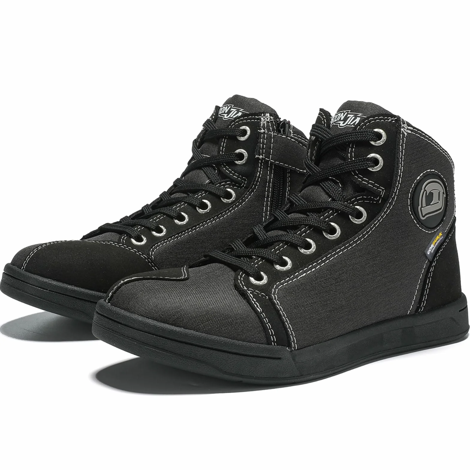 IRON JIA'S Scarpe Moto Uomo Impermeabili, Stivali Moto Uomo, Antiscivolo Traspirante Street Casual Stivali da Moto con Zip Laterale, Supporto alla Caviglia e Shift Pad
