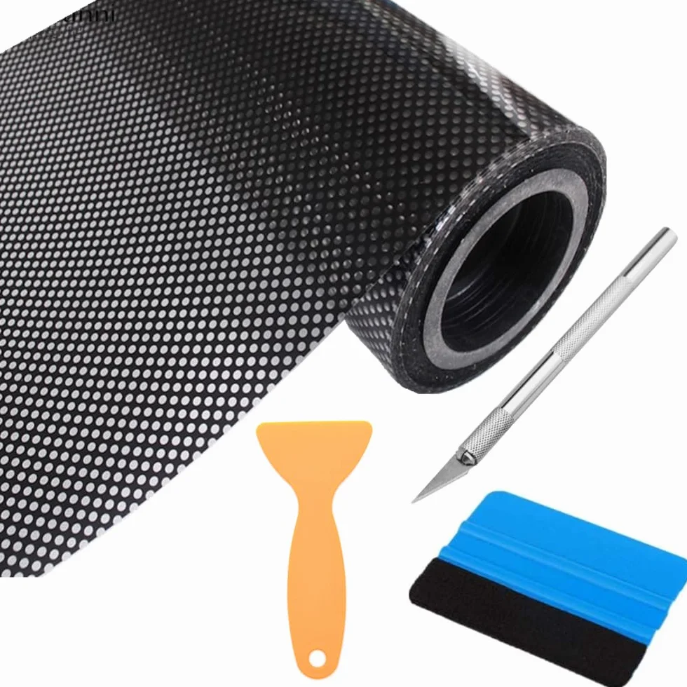 30 cm x 200 cm,Pellicola per parabrezza per auto stampata con forma traforata nera Pellicola, privacy,protezione solare per interni e finestre,coltello per incisione e 2 raschietti