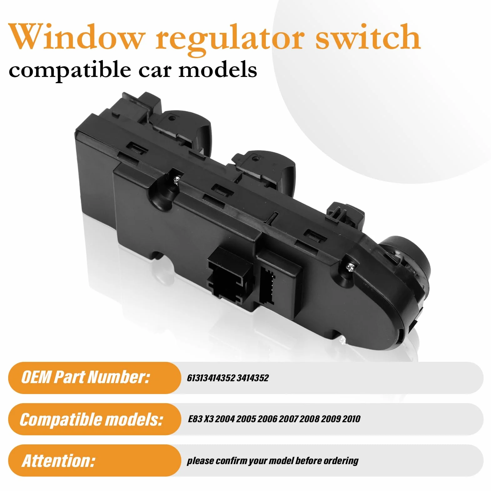 Alzacristalli Sinistro Per E83 X3 2004–2010 Interruttore Alzacristallo Elettrico 61313414352 3414352 Alzacristalli pulsantiera Interruttore Specchio Centralina Accessorio Auto