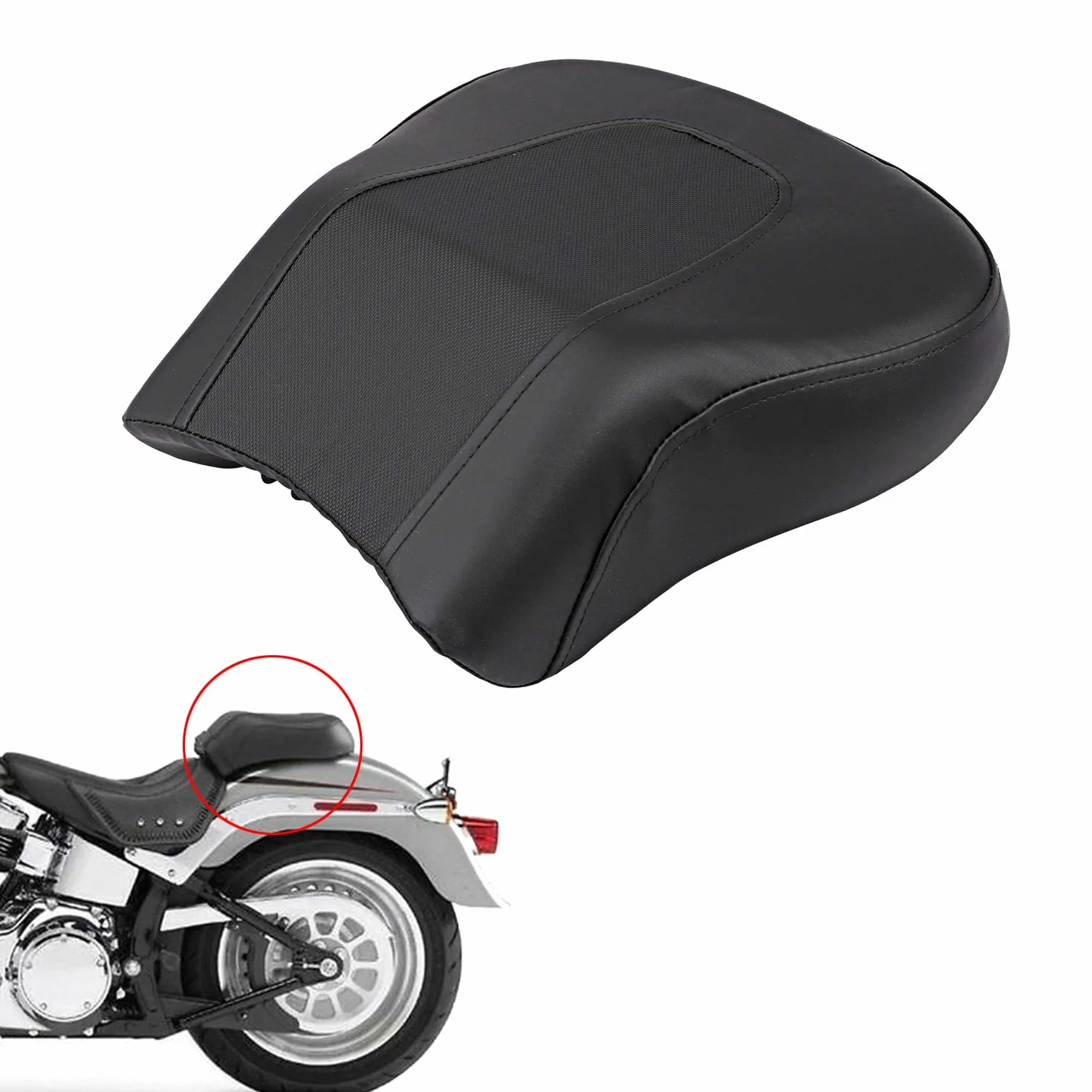 Cuscino per sedile posteriore del passeggero, compatibile con Harley Softail Fat Boy FLSTF 2007-2017, colore: Nero
