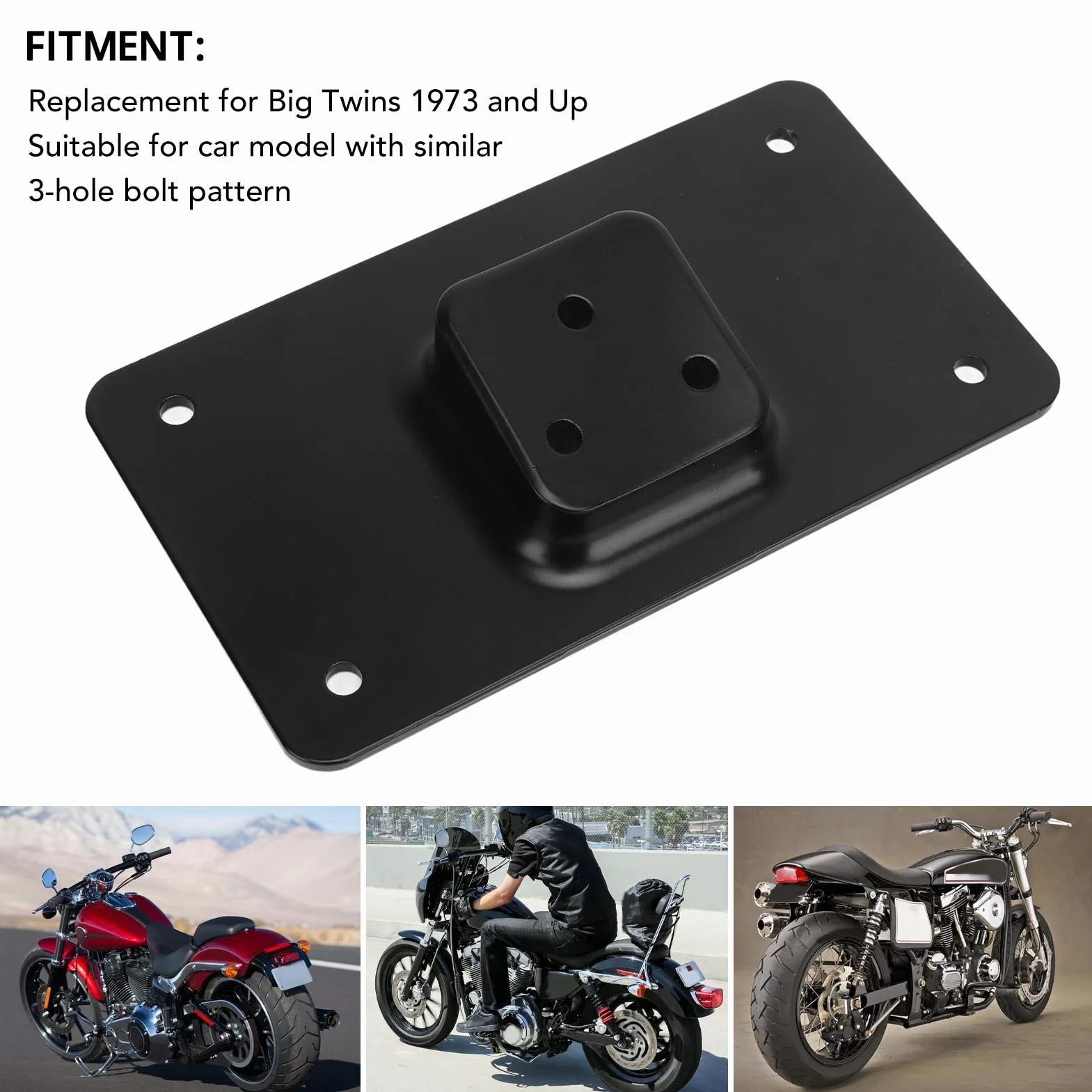 Aramox 3 Hole Mounting Bracket for Big Twin Chrome Plated 1973