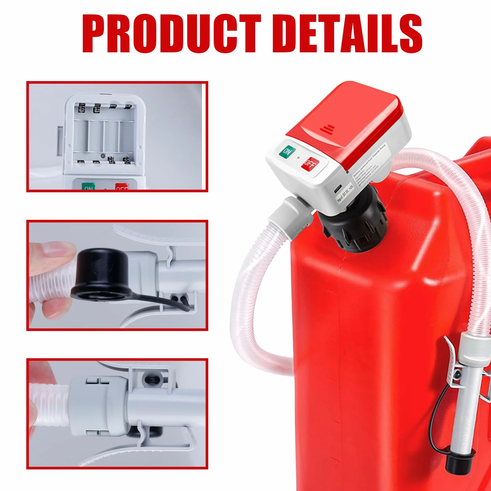Pompa del carburante con sensore di arresto automatico 12 l/min USB elettrica a benzina 4 adattatori tubo