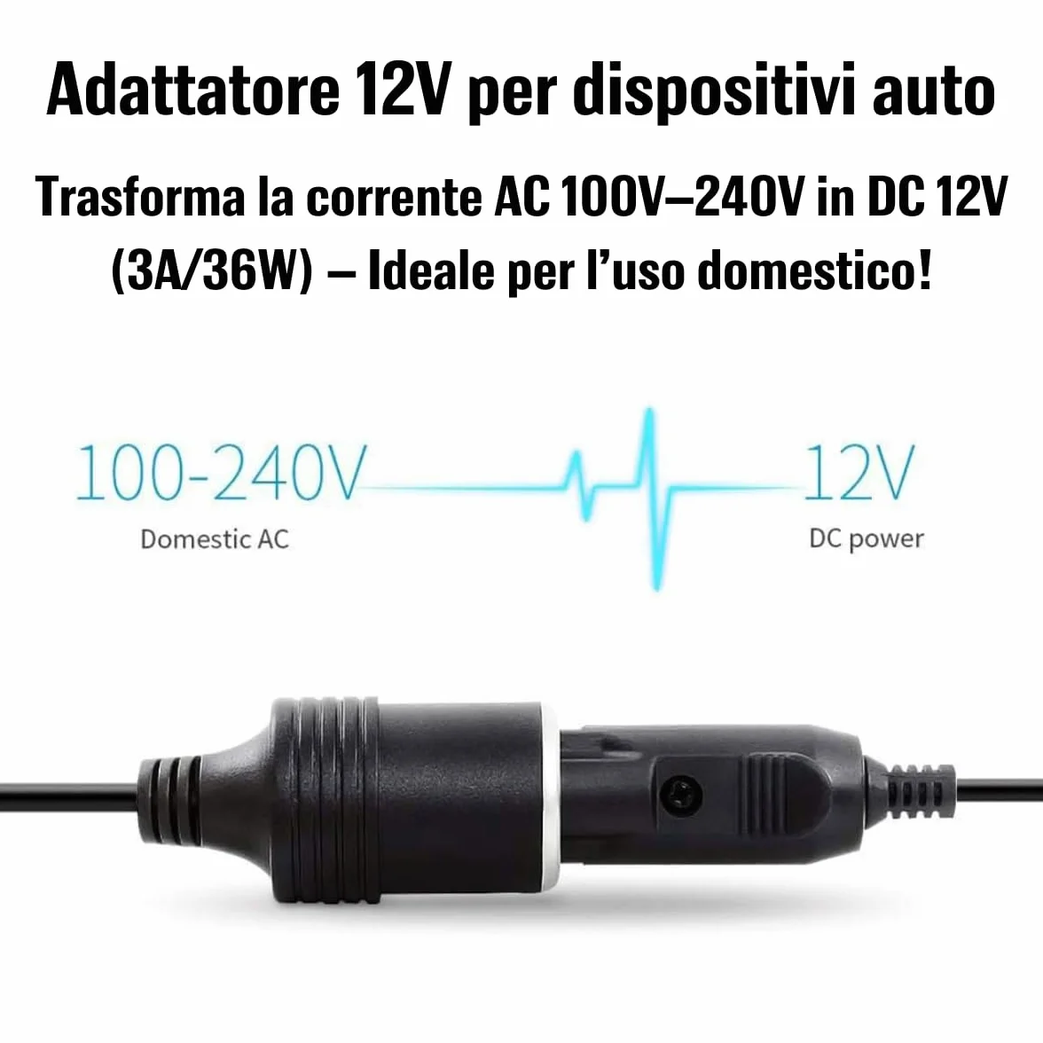 Alimentatore AC/DC 100-240V a 12V 3A 36W Inverter per Auto Compressore Pompa Aria