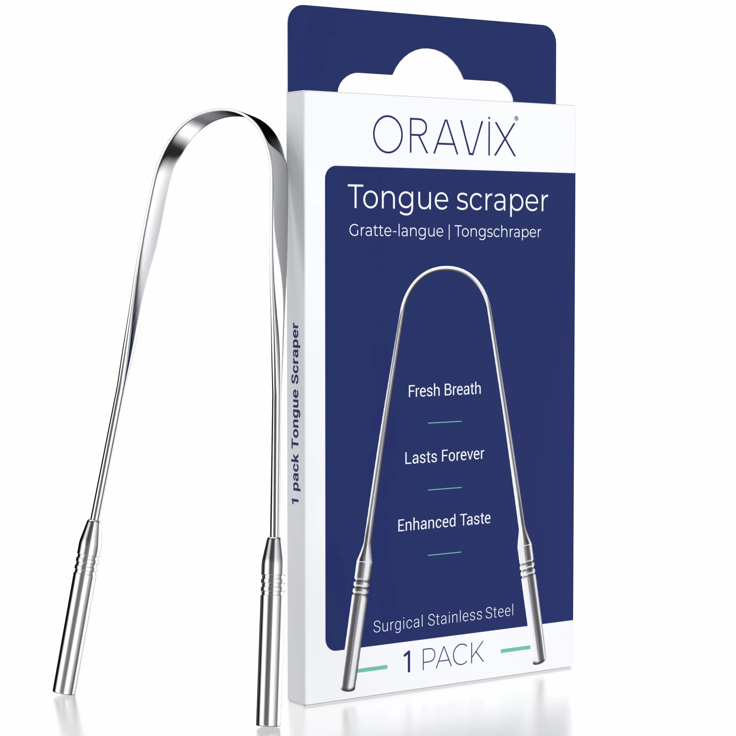ORAVIX Raschietto lingua acciaio inox pulizia lingua alito cattivo