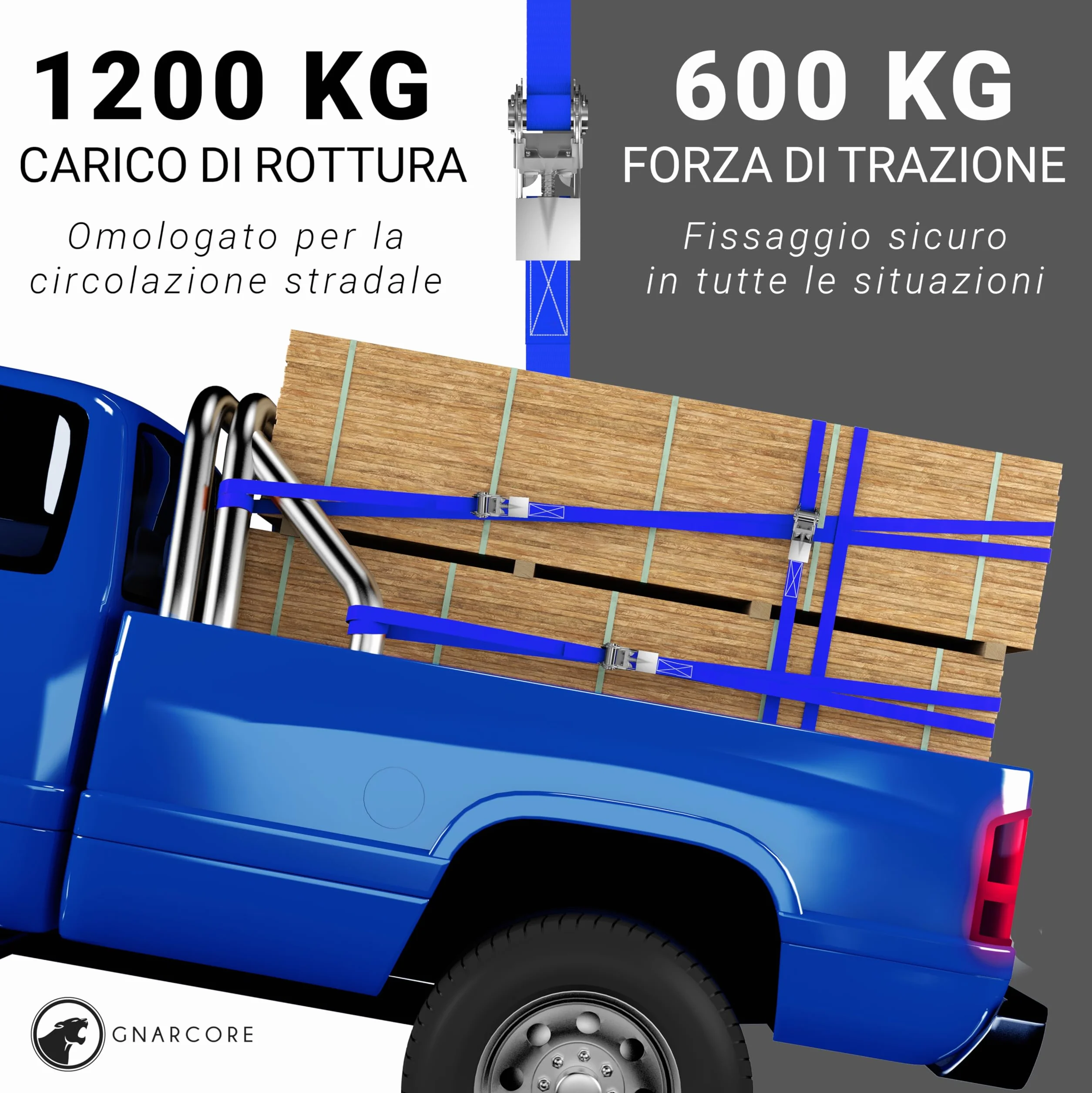 Cinghie di Fissaggio a Cricchetto 25mm 600kg DIN EN 12195-2 4m 6m Rosso Nero Blu Arancione