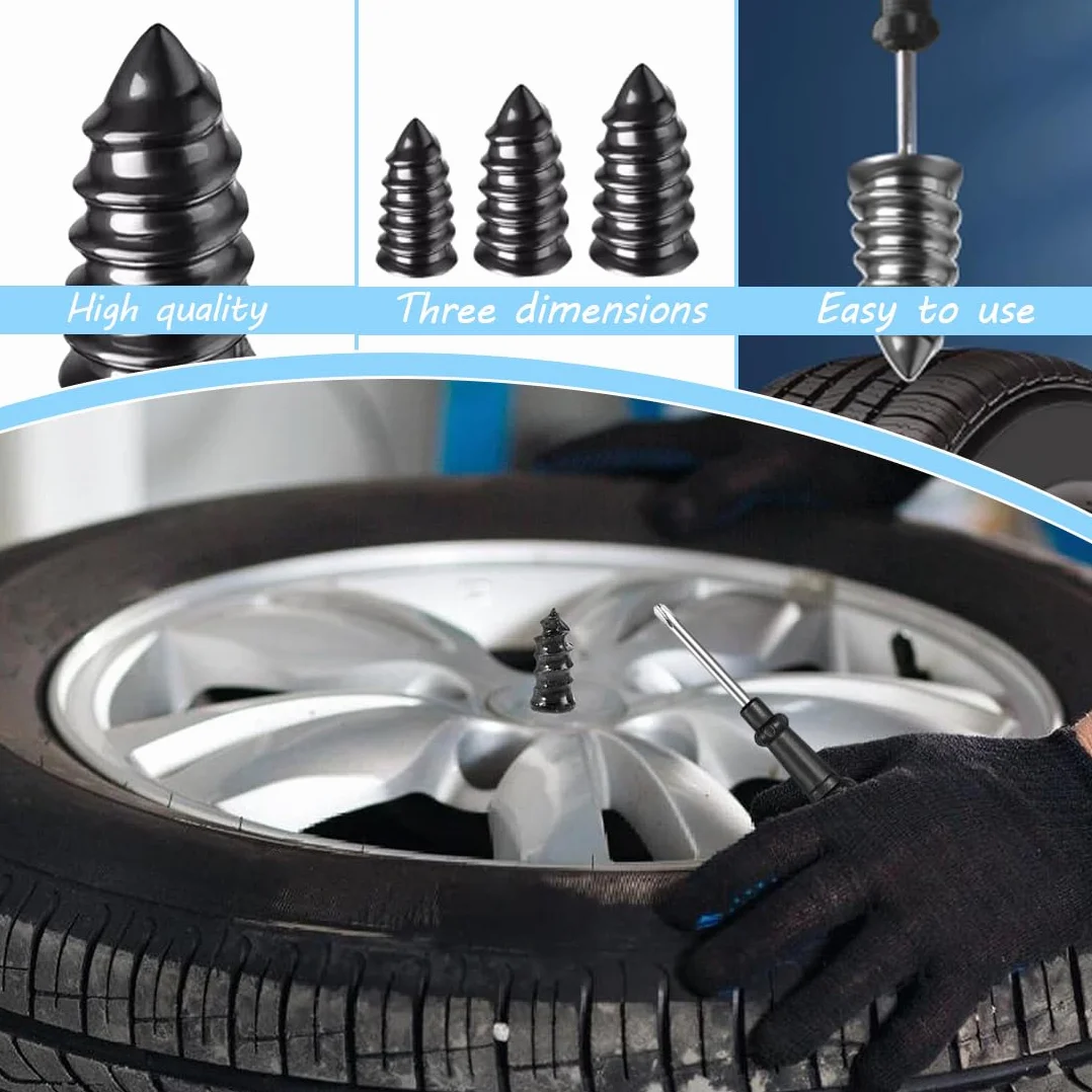 Kit Riparazione Pneumatici in Gomma 30 Pezzi con Cacciavite per Auto Moto Camion Bici