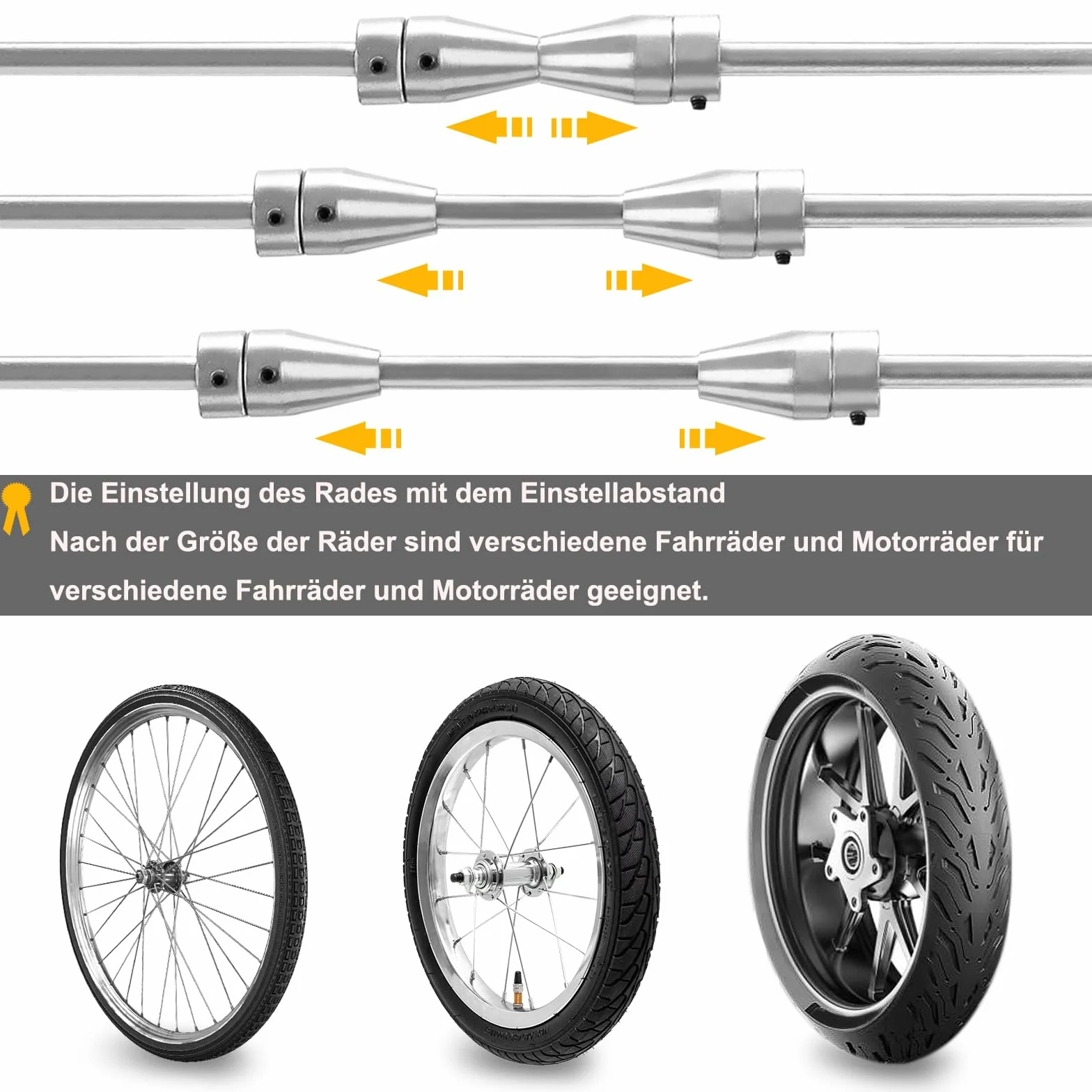 Dispositivo di Equilibratura Pneumatici per Moto con Livella Integrata Cono di Centraggio a Distanza Regolabile Nero