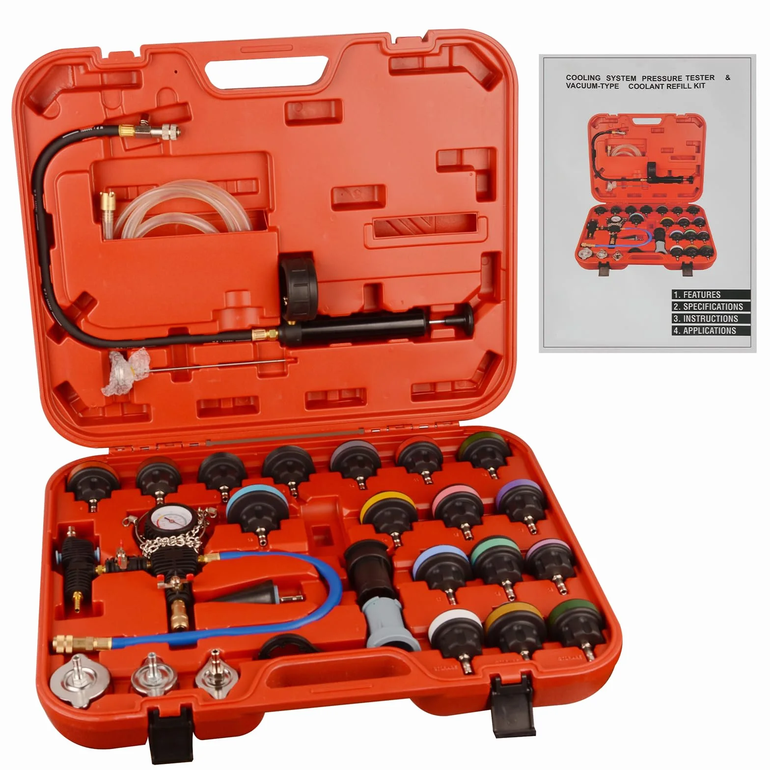 DAYUAN 28 Pezzi Universale Radiatore Pressione Tester Kit per Il Test del Sistema di Raffreddamento, Strumento ad Aria compressa per Auto