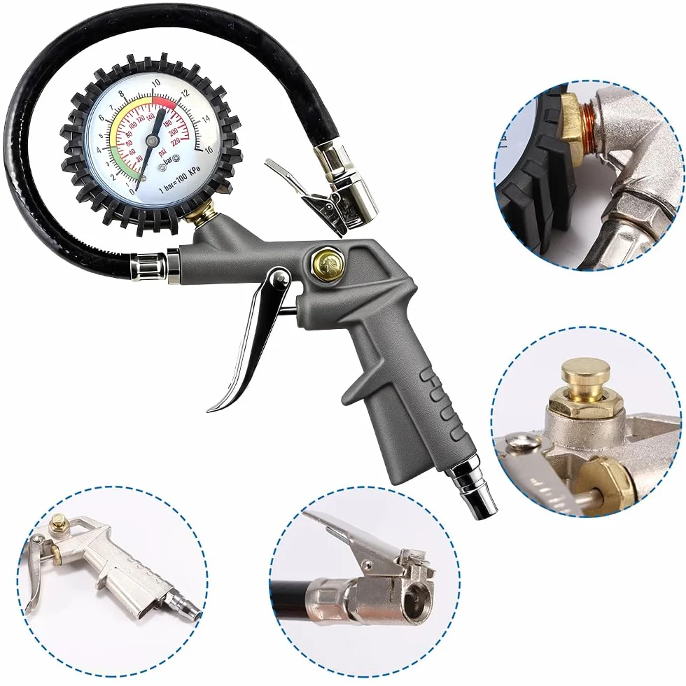 Retoo Gonfiatore pneumatici 220 PSI tester pressione multifunzione 0-12 bar