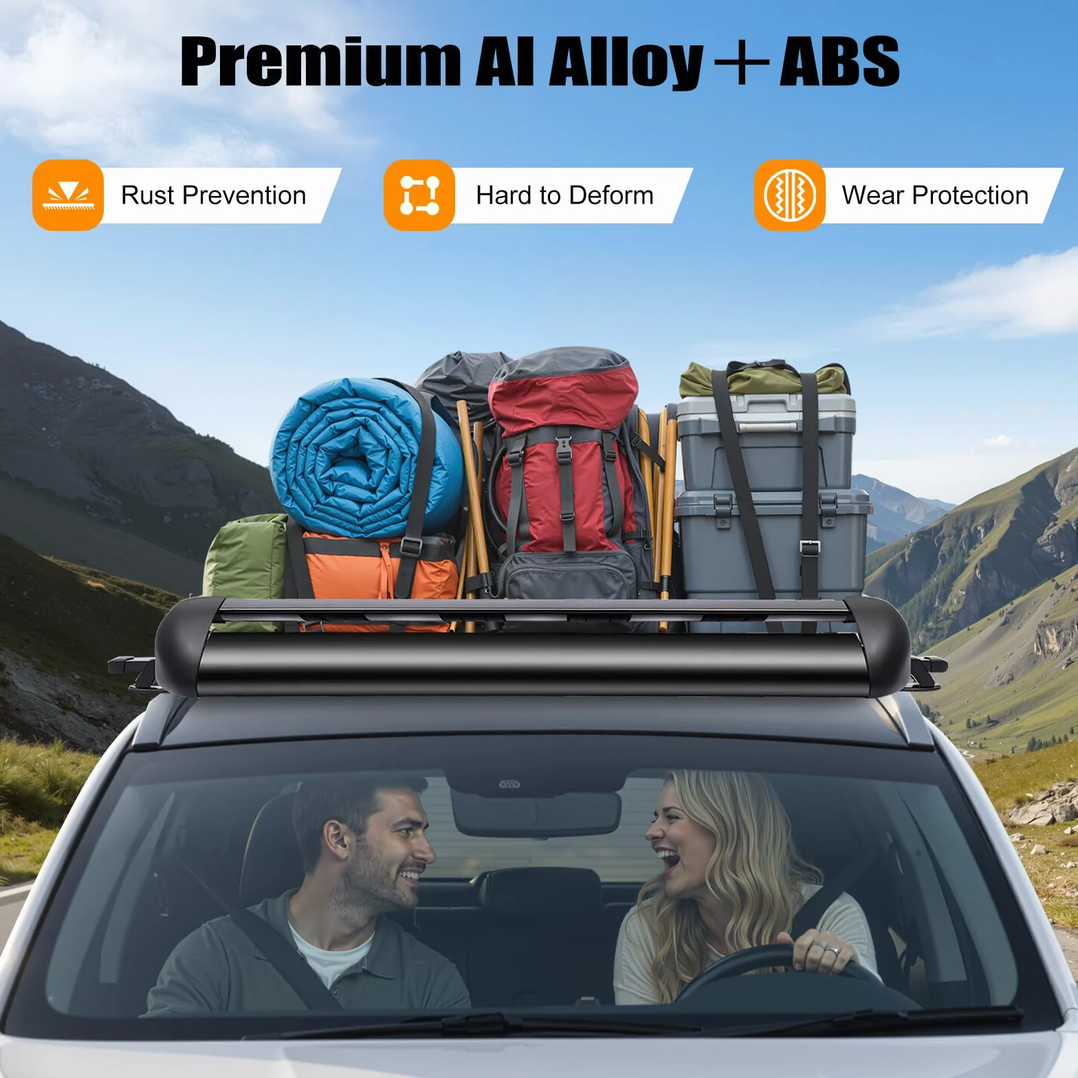 Portapacchi universale da tetto per auto, 127 x 97 cm, con una portata massima di 68 kg, adatto per tutti i tipi di SUV tutti i modelli
