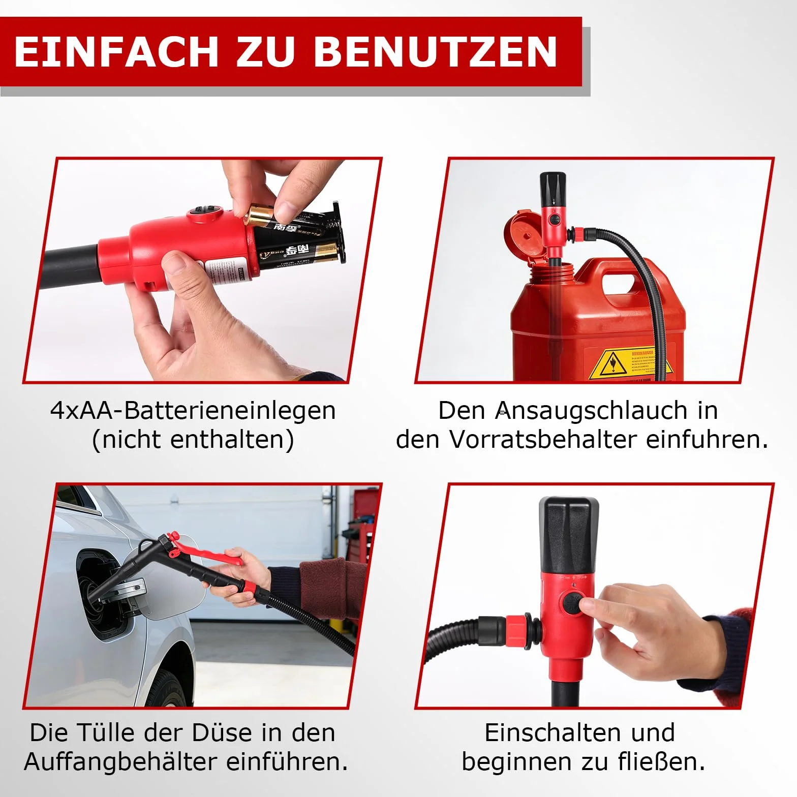 Pompa del carburante elettrica, innhom 3.2 GPM (12 L/min) a batteria, pompa a trasferimento liquido per benzina e diesel, pompa a sifone portatile con tubo e controllo del flusso