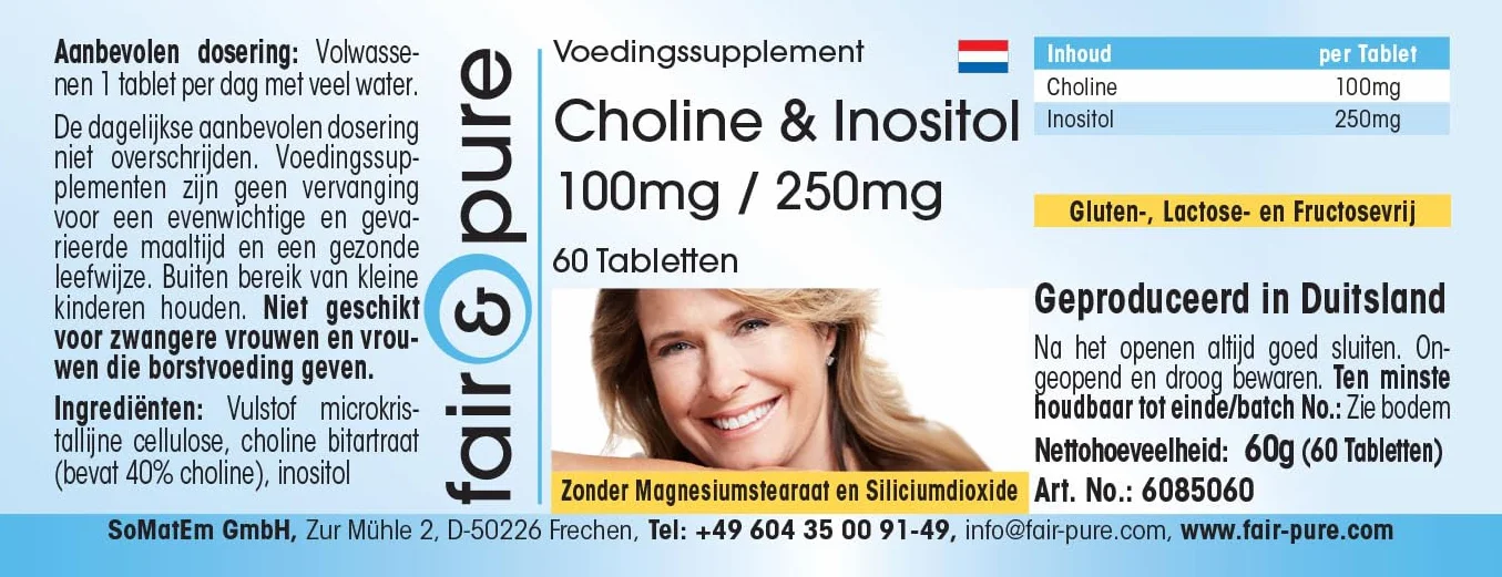 Fair & Pure Colina Inositolo 100 mg 250 mg 60 Compresse Vegan