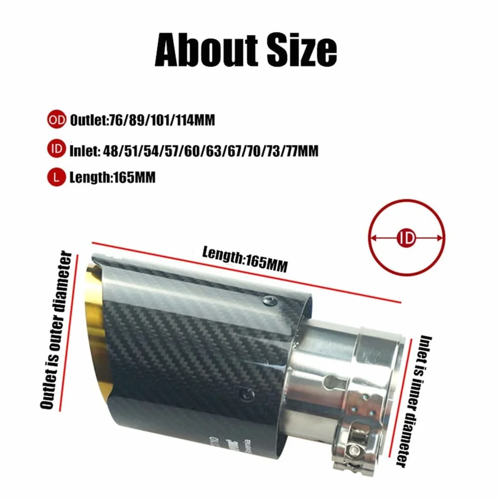 Tubo Scappamento Universal Car Straight Edge Glossy Carbon Fiber Gold Pipe Terminale di Scarico del Silenziatore del Tubo di Coda del Tubo per Akrapovic Tubo Terminale Scarico