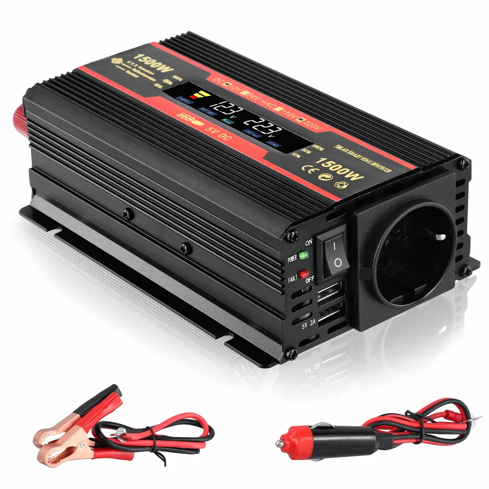 Premio Convertitore Di Tensione 1500W 12V 220V Power Inverter Con Allume Cigare 2 Porte USB