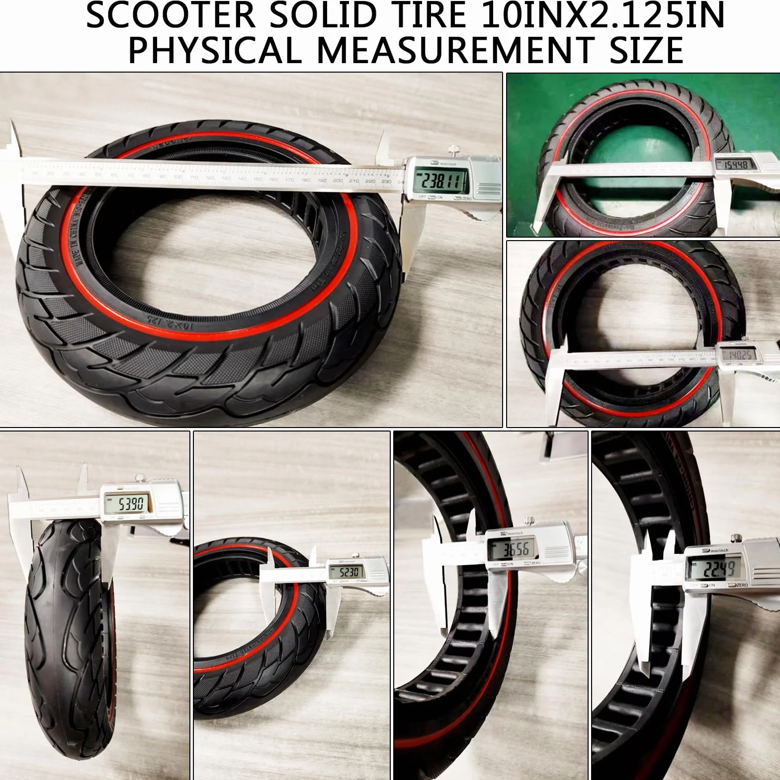 10 x2.125 Ruote Monopattino Elettrico 10 Pollici, Gomme Piene Monopattino 10 Pollici, Gomme Antiforatura per Scooter Elettrico 10 x2.125, Ruote 10 Pollici per Scooter