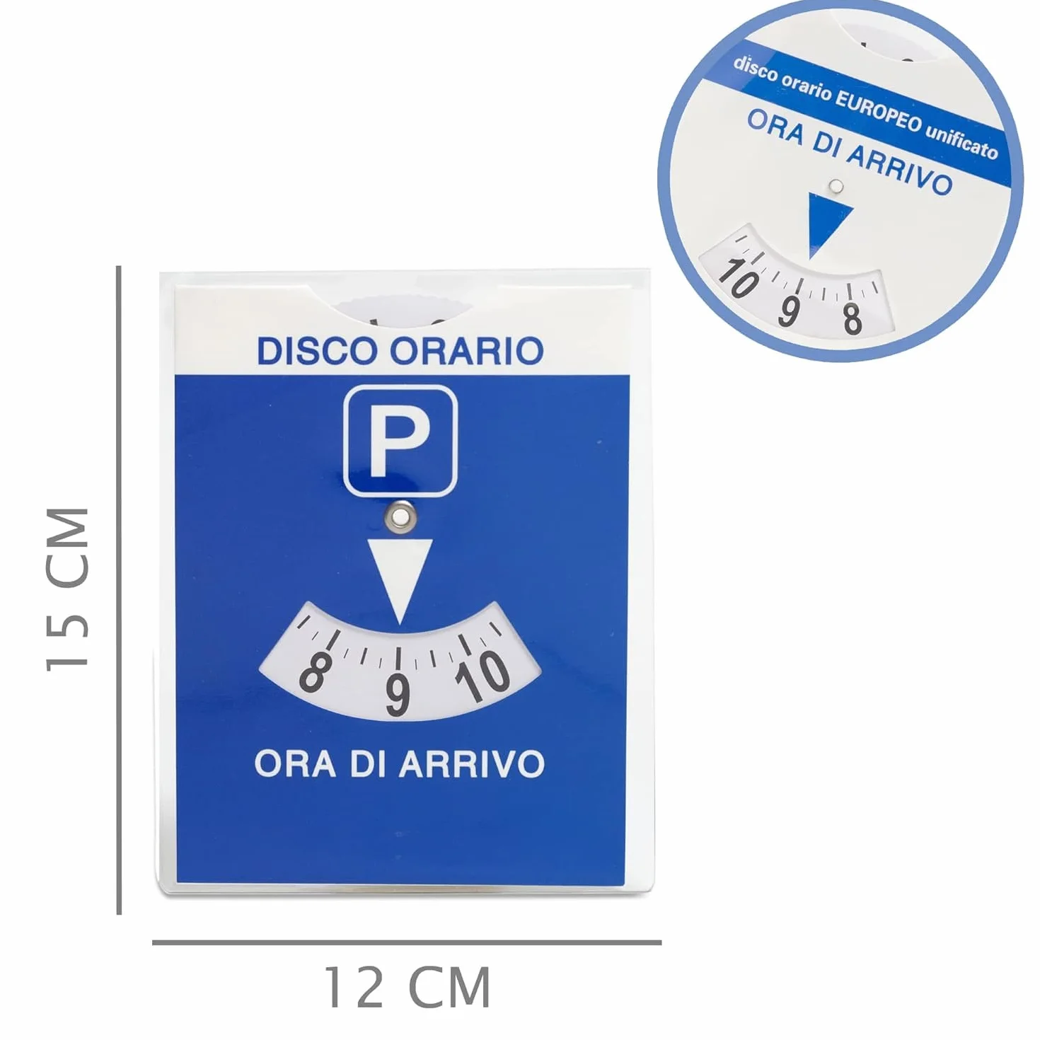Disco Orario Auto MAXI + Porta Documenti Auto Plastica Blu + Busta PVC 15x12 CM - Parchimetro Italiano x Auto e Moto - Accessori auto