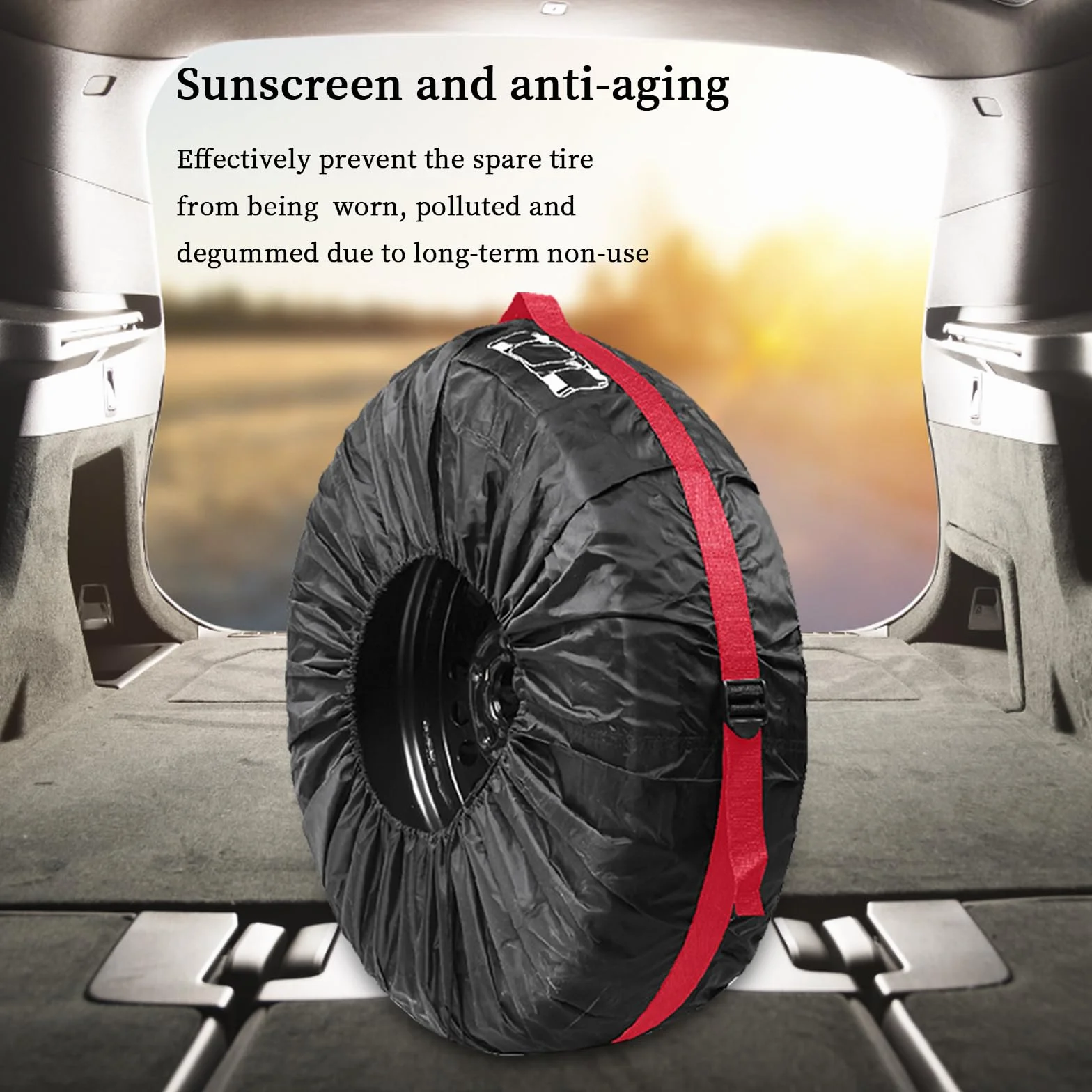 Set di 4 Borse per Pneumatici 19-23 Pollici Copriruota Custodia Impermeabile Rosso + Nero