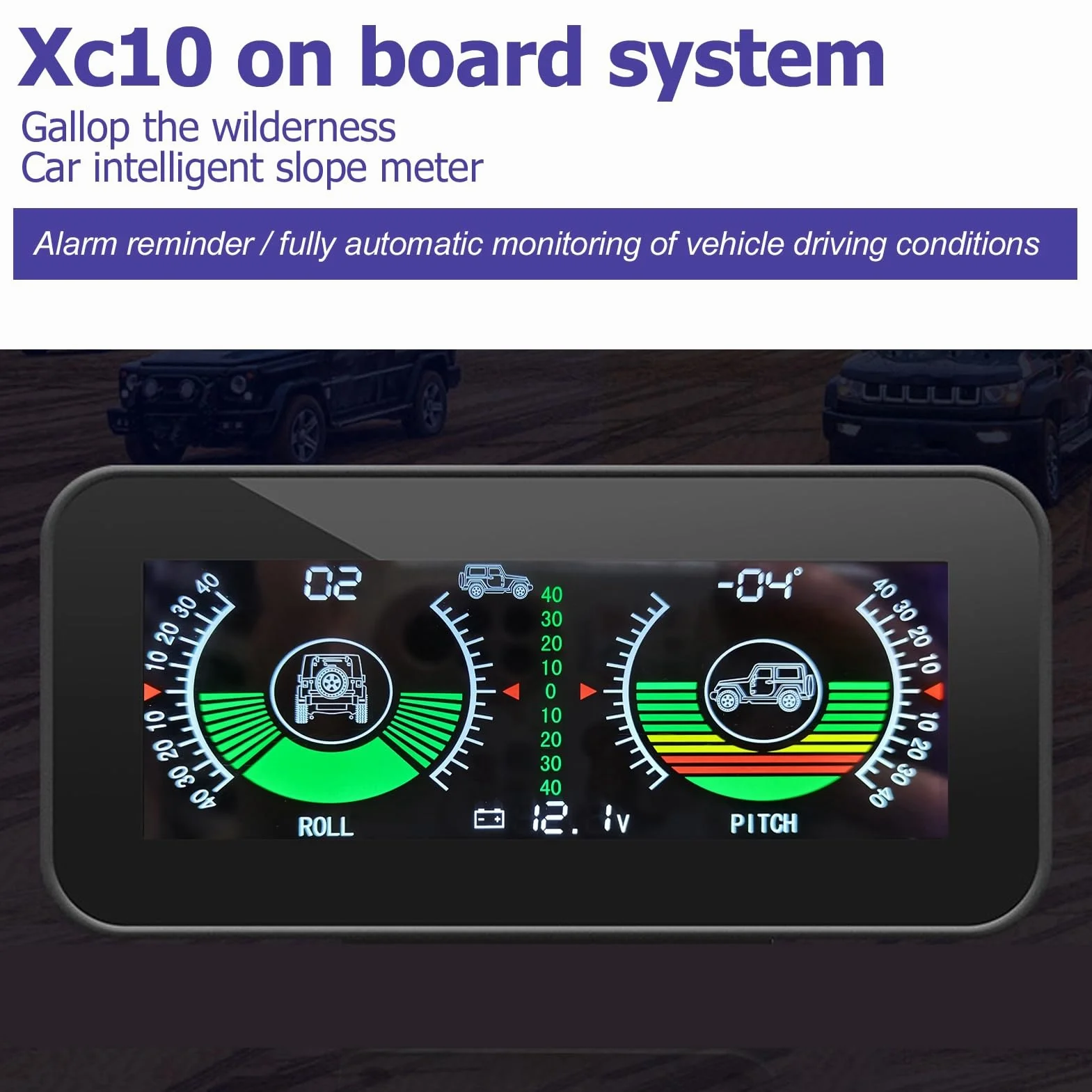 GPS HUD universale Indicatore di inclinazione livello auto con display LCD HD e avvisi allarme