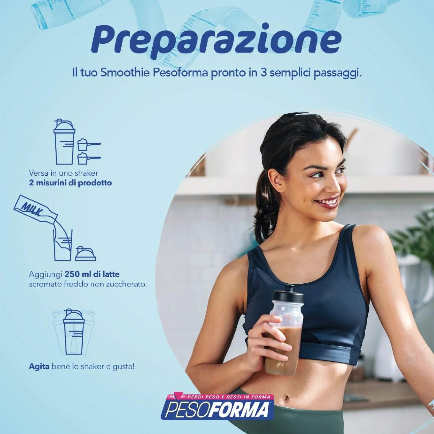 PESOFORMA CHOCO SMOOTHIE, Pasto Sostitutivo per il Controllo del Peso, 20 pasti, 540 gr