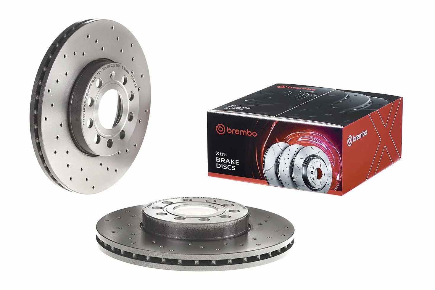 Brembo Xtra 09.9145.1X - Disco Freno Forato Anteriore, Set di 2