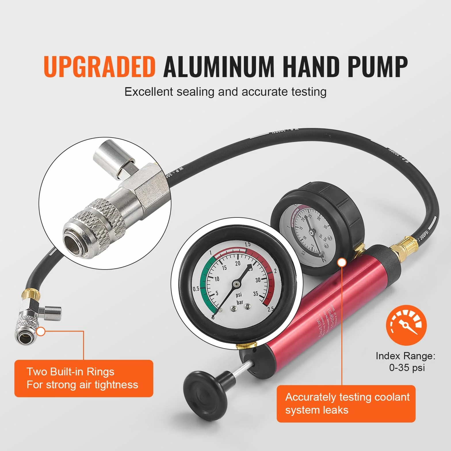 VEVOR Kit Tester Universale per Pressione di Sistema Raffreddamento del Radiatore con Adattatori per Pompa a Mano Tappi Codificati a Colori, Strumenti per Pressione con Valigetta per Auto Moto Camion