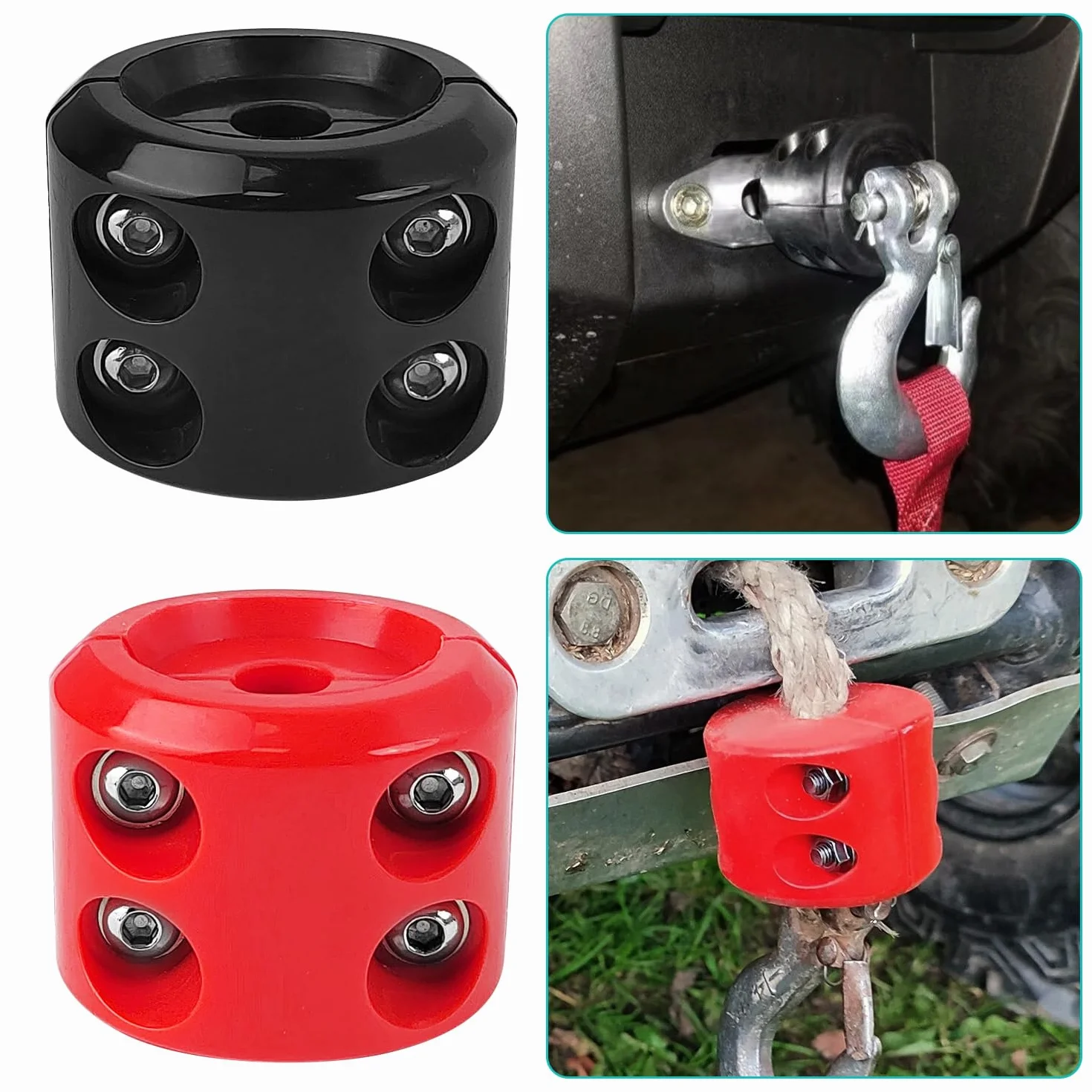 Gomma per Verricello, Gancio per Cavo Del Verricello, Protezione Del Cavo, Accessorio Impermeabile per Verricelli Atv Utv Offroad Nero Rosso