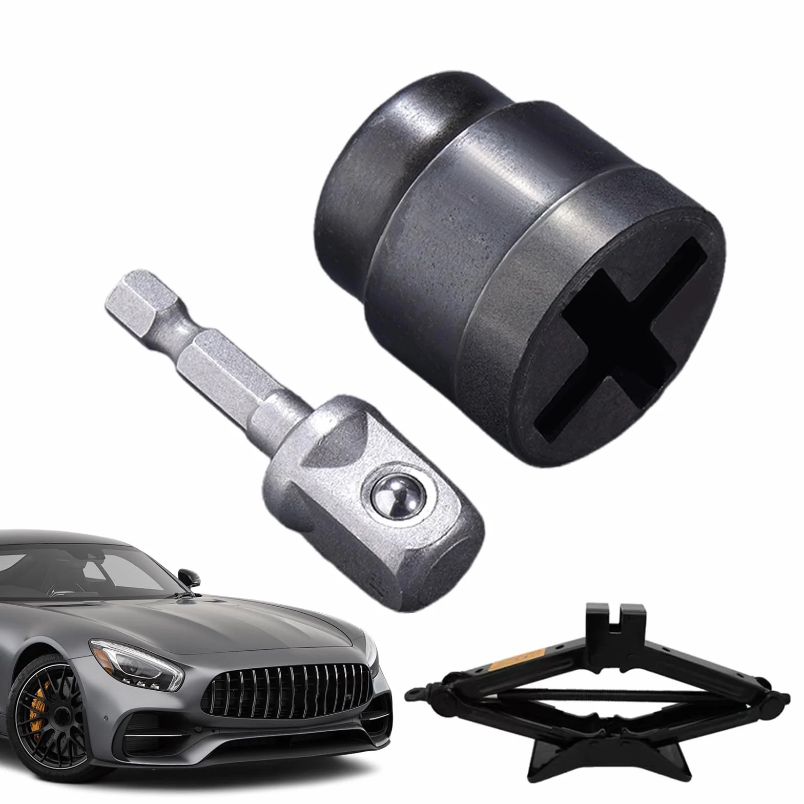 Adattatore per Cric a Forbice Auto - Attrezzo Manutenzione per Riparazioni Garage e Autocarri