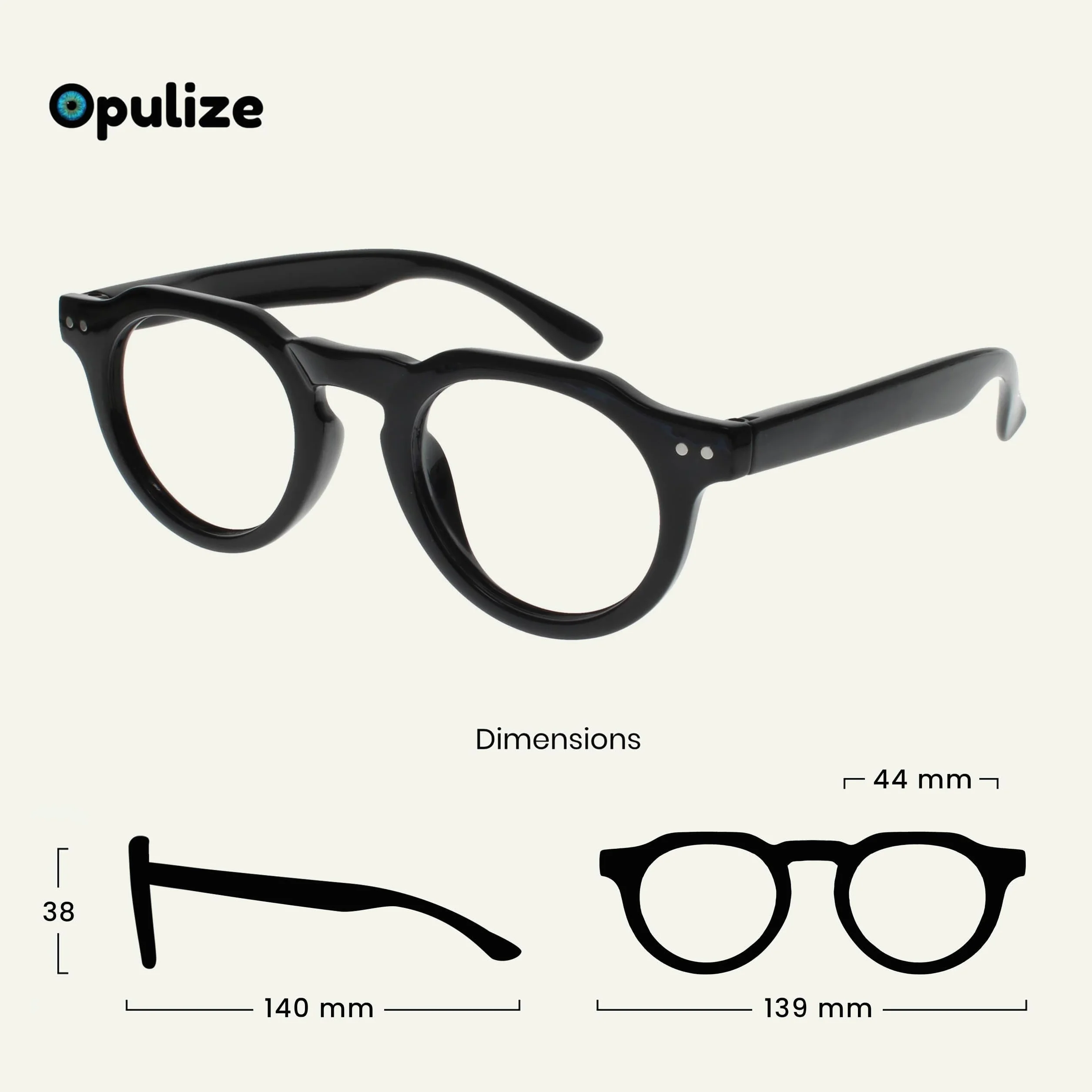 OPULIZE RIO Occhiali da Lettura Anti Luce Blu - Nero - Cerniere a Molla - +1.00