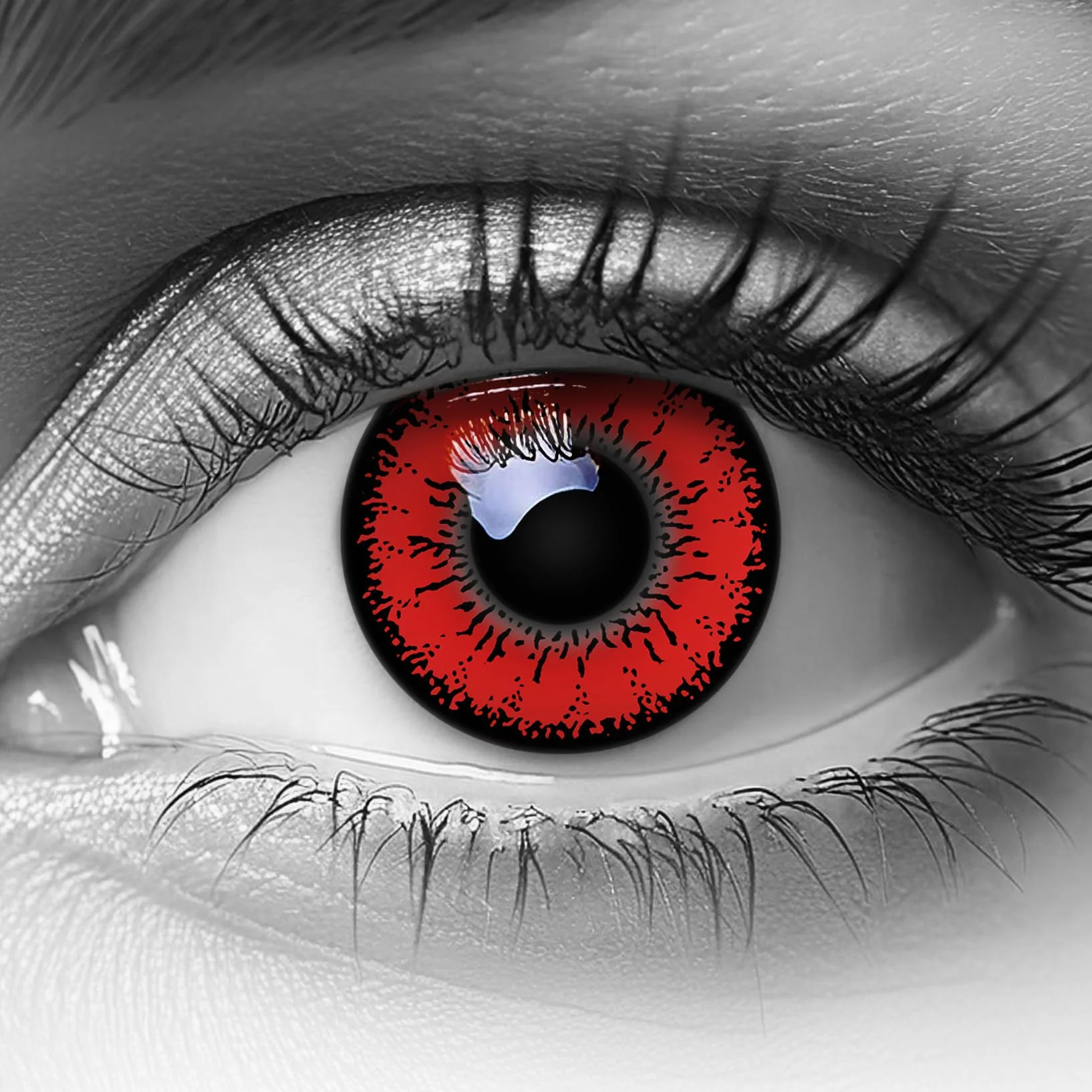 Meralens Lenti a Contatto Colorate Lupo Rosse Flower Lenses 1 Anno 1 Coppia
