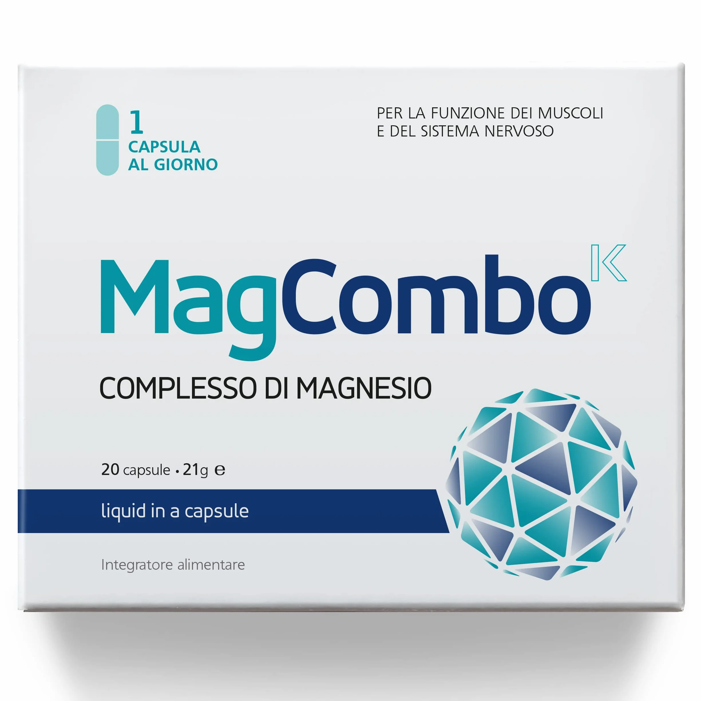 MagCombo Puro Magnesio Concentrato in Soluzione Oleosa con Vitamine B2 B6 B12 C 1 Capsula al Giorno