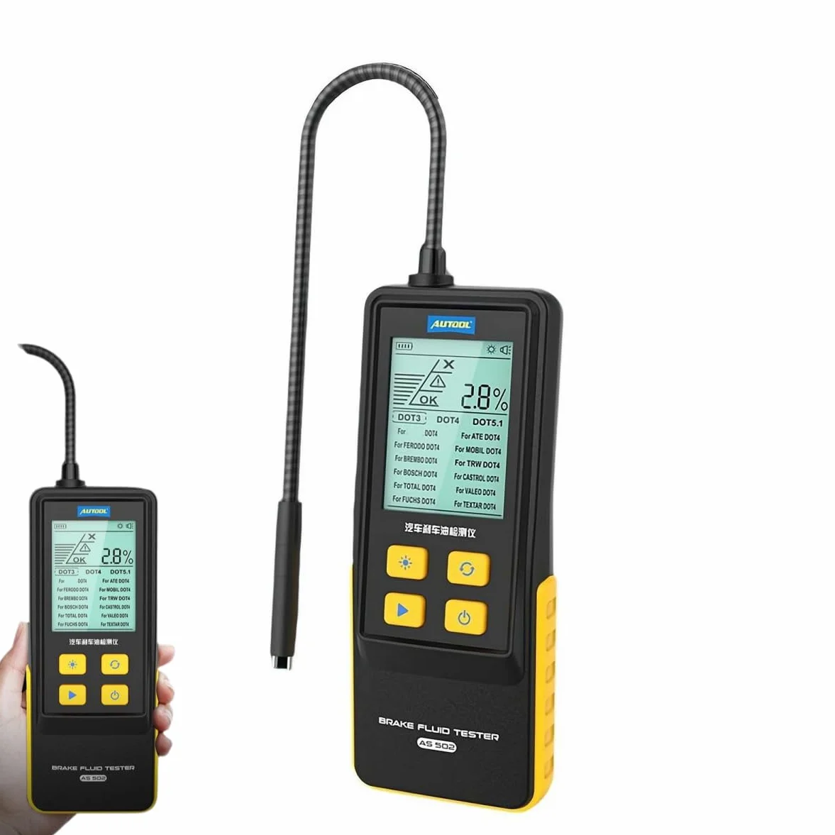 Tester di qualità dell'olio motore,Tester olio motore benzina e diesel,Strumento di analisi diagnostica ad alta precisione con sonda lunga, Display temperatura e trasmissione dell'olio, Schermo
