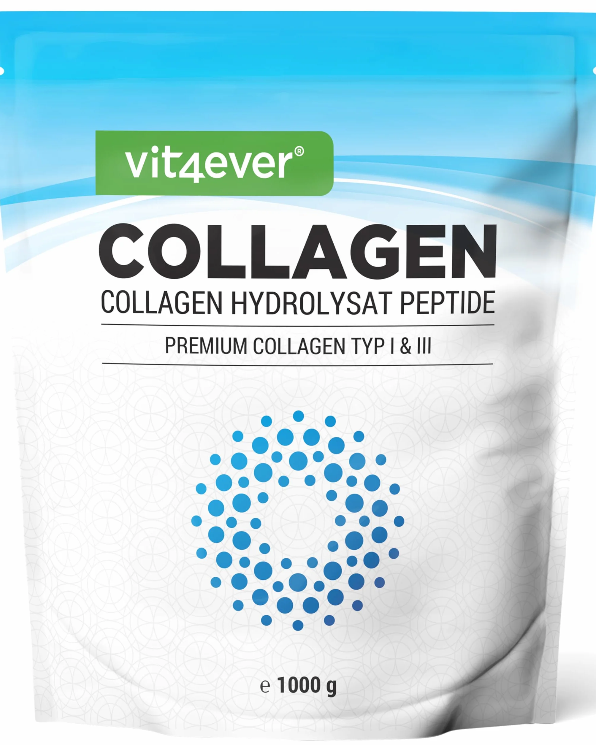 Collagene in Polvere 1000 g - Peptidi Idrolizzati Bioattivi Tipi 1 e 3 - Sapore Neutro