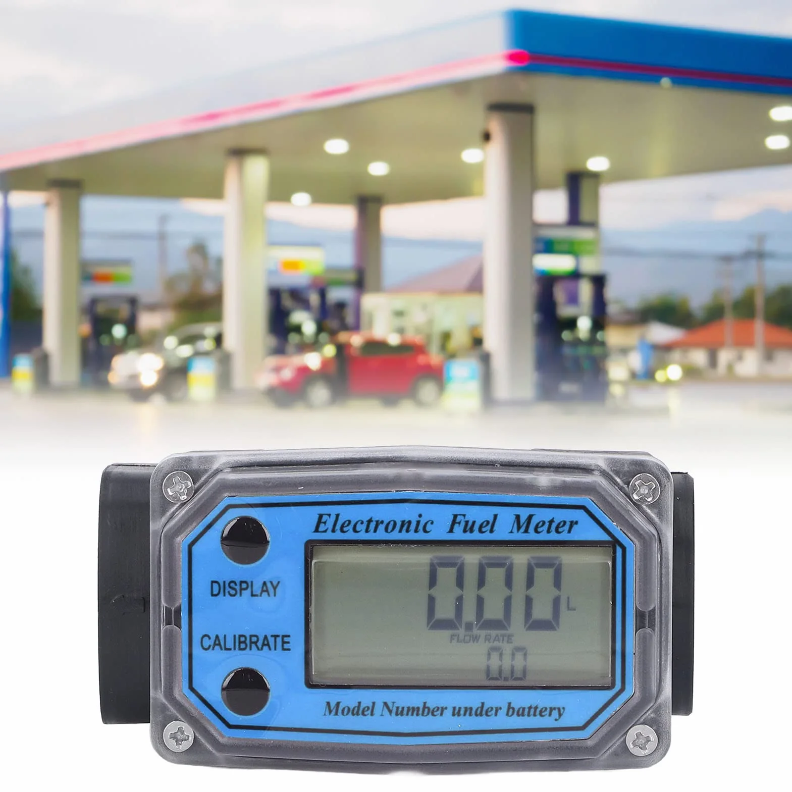 Flussometro a Turbina, Flussometro Digitale del Carburante, Misuratore di Portata del Carburante a Turbina con Display Digitale con Batteria per Misurare la Benzina Cherosene (1
