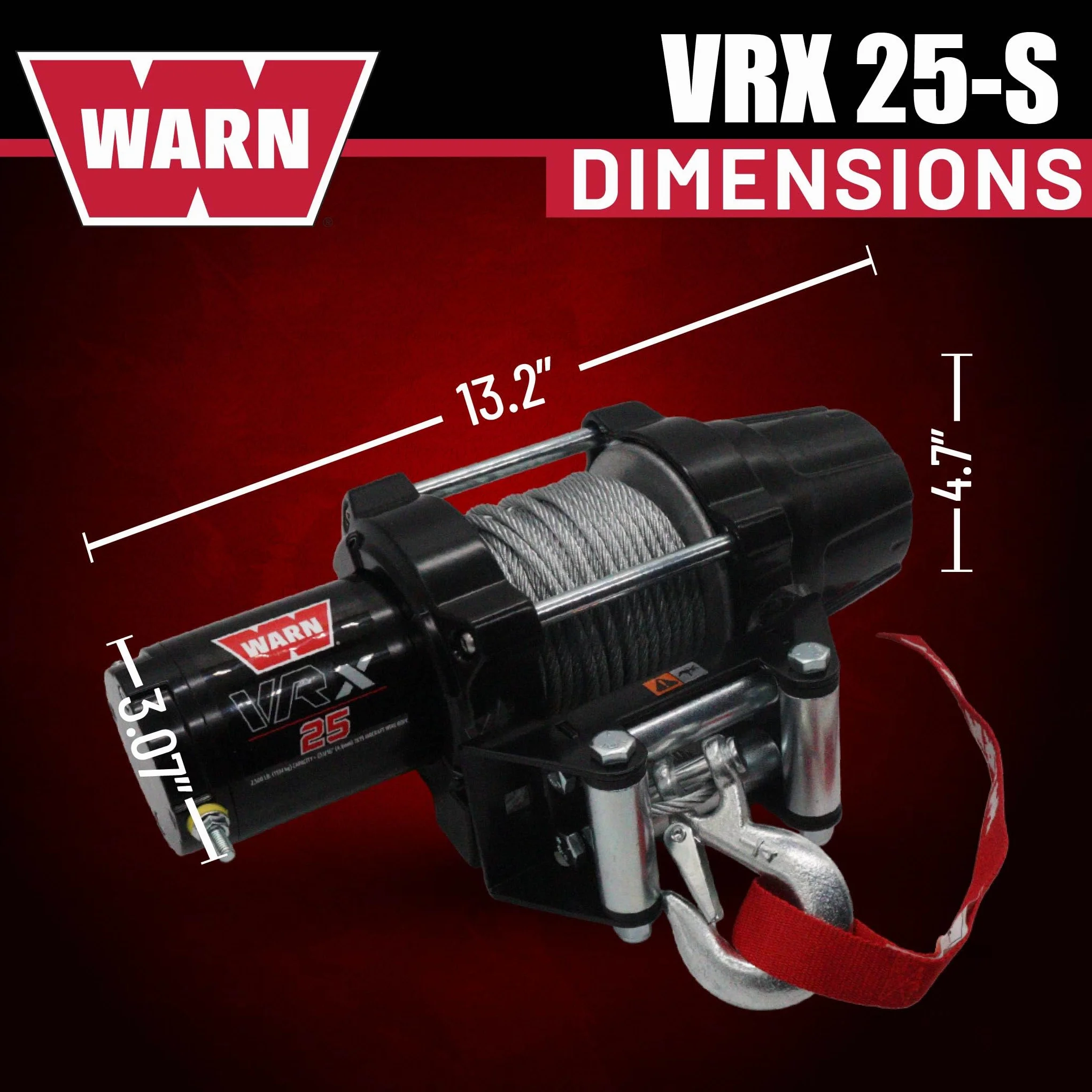 Warn Verricello VRX 25 Powersports 101025 1,25t 3/16" x 50' Cavo Acciaio