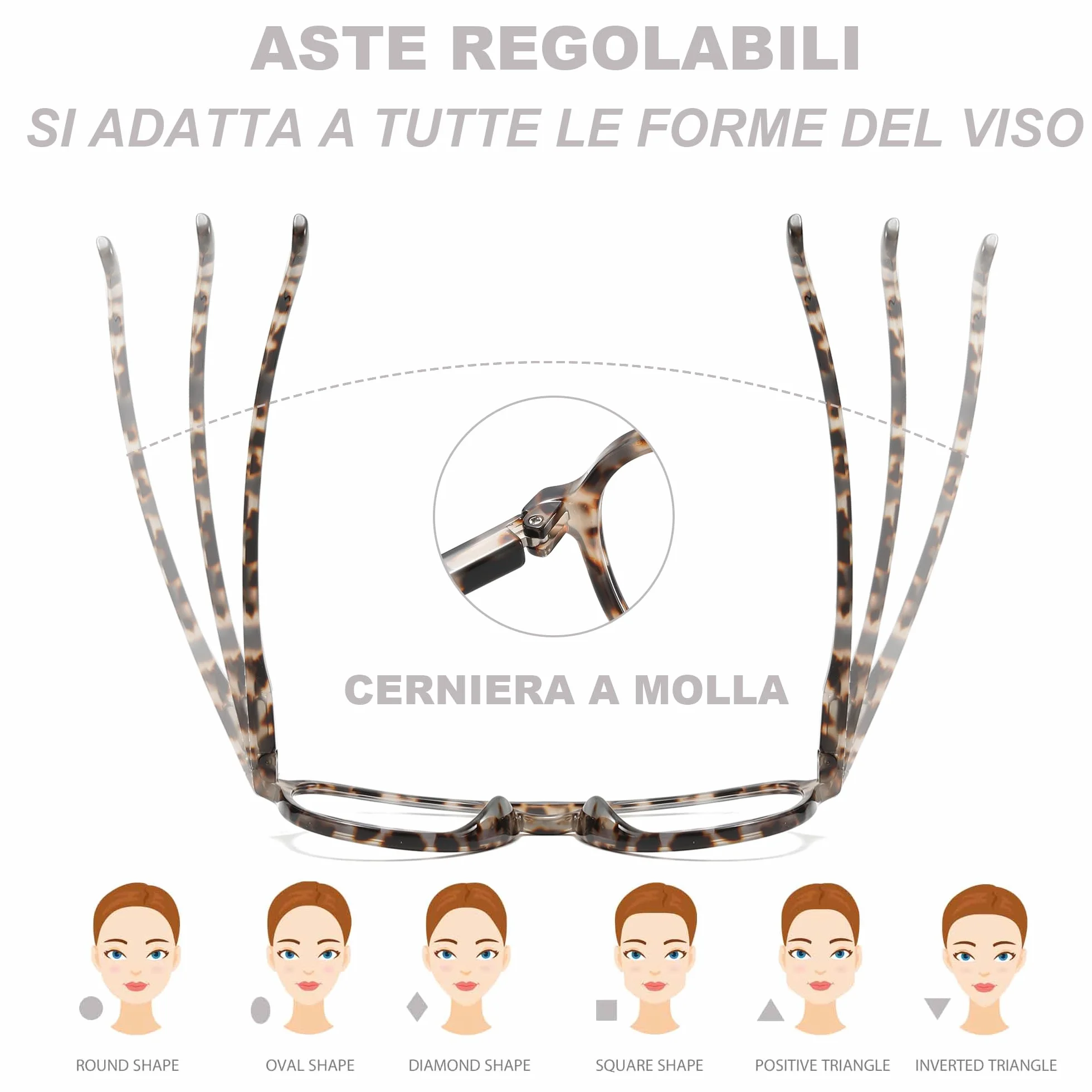 Occhiali da Lettura Anti-Luce Blu Set 3 Paia Nero Tartaruga Grigia Marrone Panno Pulitore