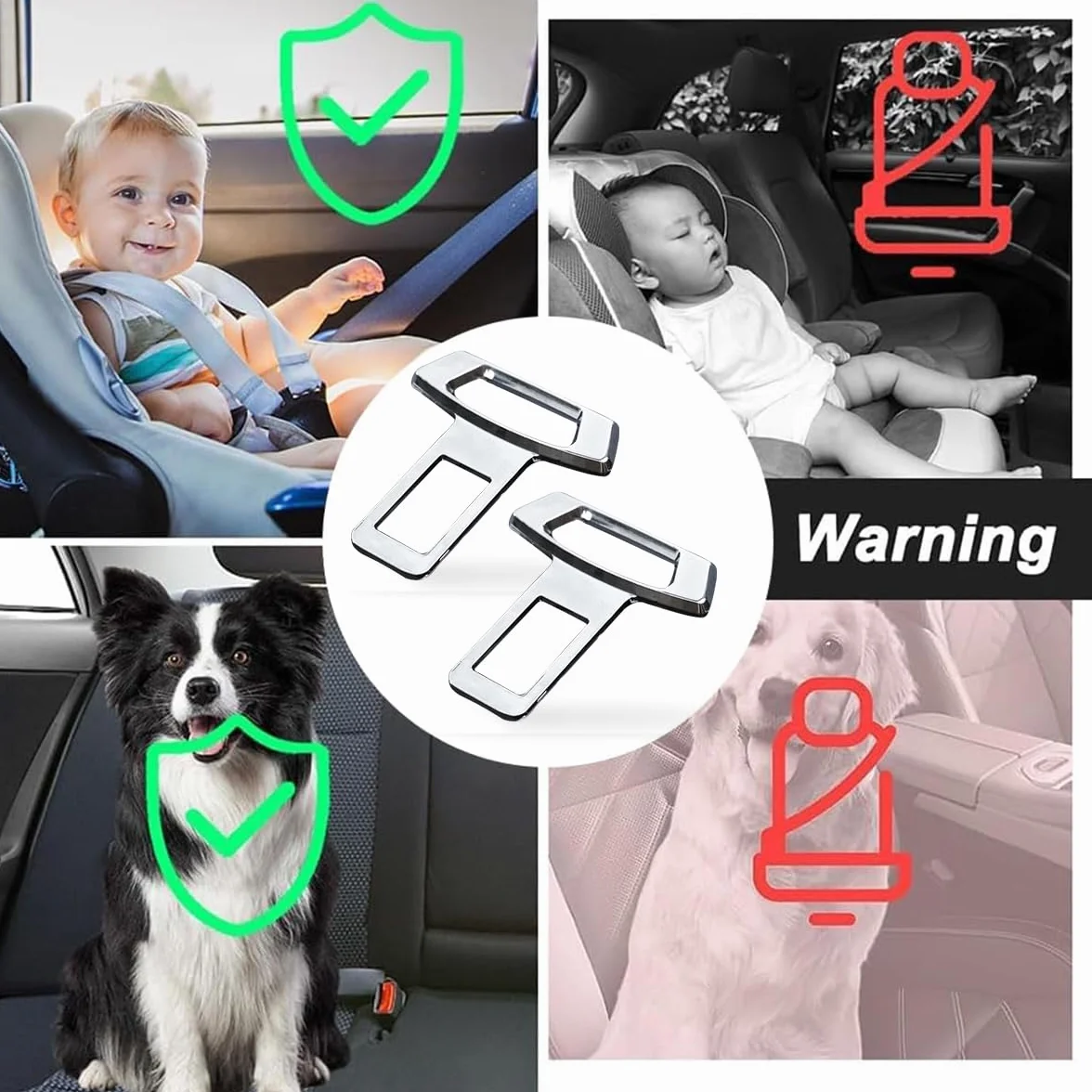 Argento Disattiva Allarme Della Cintura di Sicurezza, Disattiva Allarme Della Cintura con Apribottiglie Integrato, Ferma di Sicurezza Auto Cinture di Sicurezza per Veicoli, Supercar, SUV