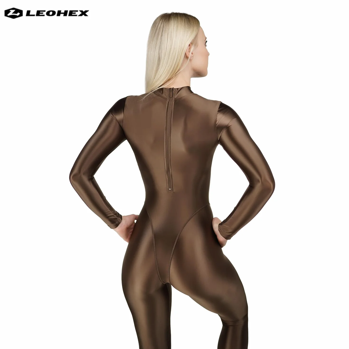 LEOHEX Tuta da donna lucida Zentai Tessuto elastico spandex